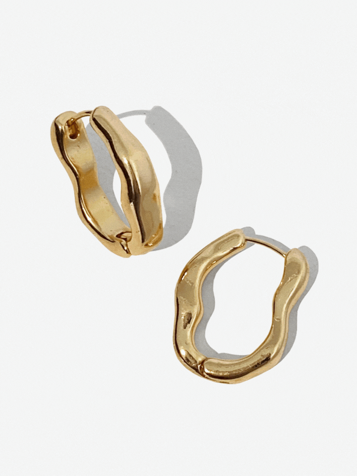 Gold Wave Huggie Hoops