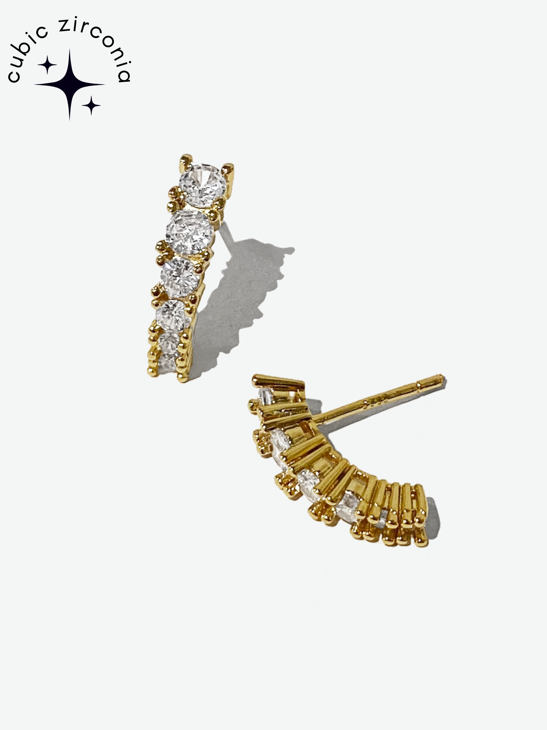 Gold Curve Stud Earrings