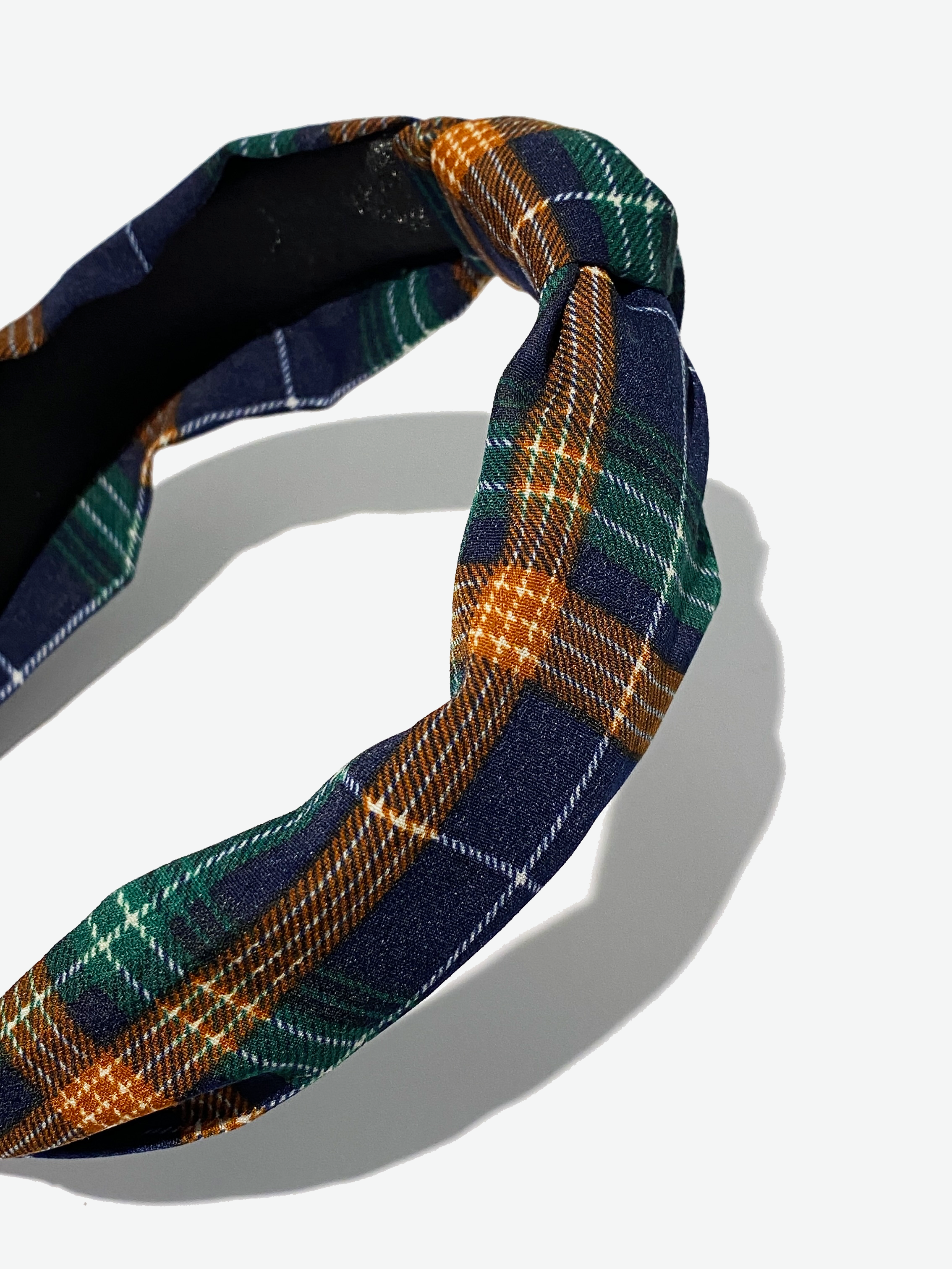 Navy Plaid Knot Headband3.png