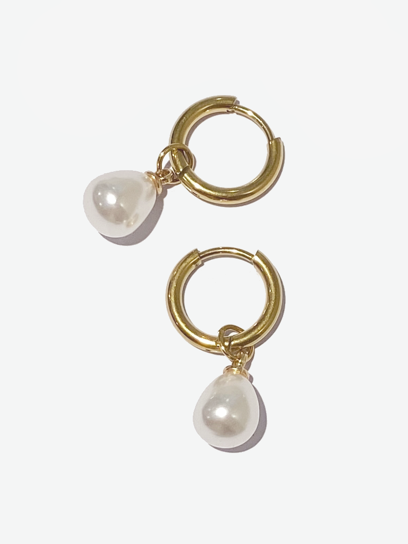 Gold Pearl Drop Earrings