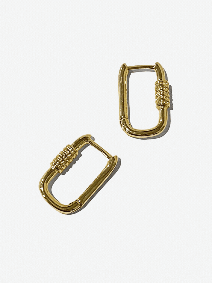 Gold Carabiner Huggie Earrings