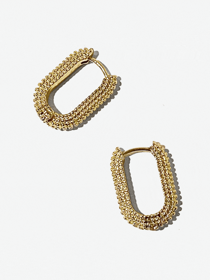 Gold Oval Huggie Earrings