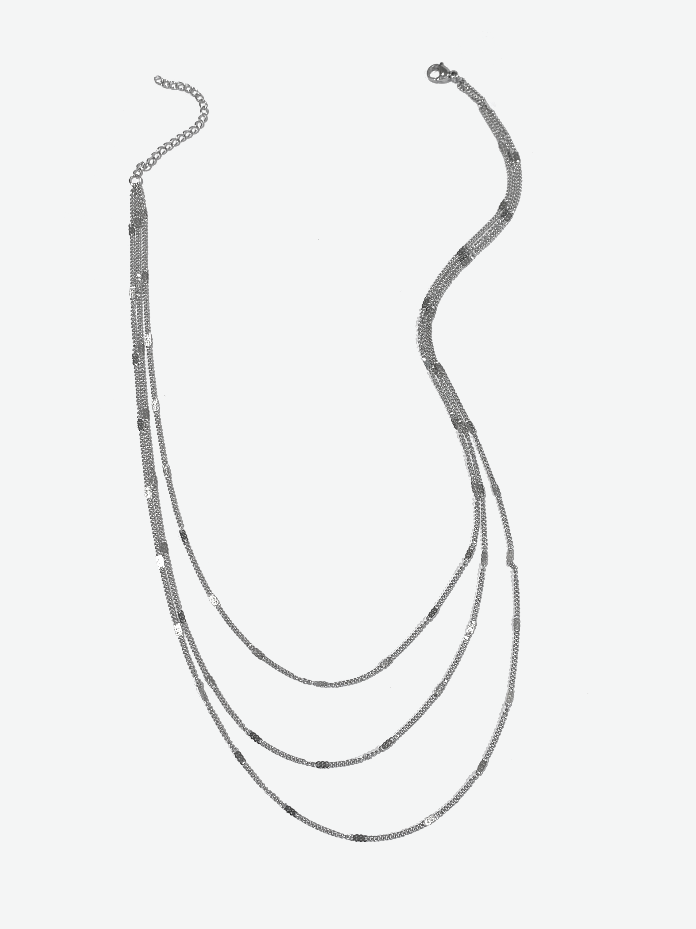 Silver Fine Layered Necklace