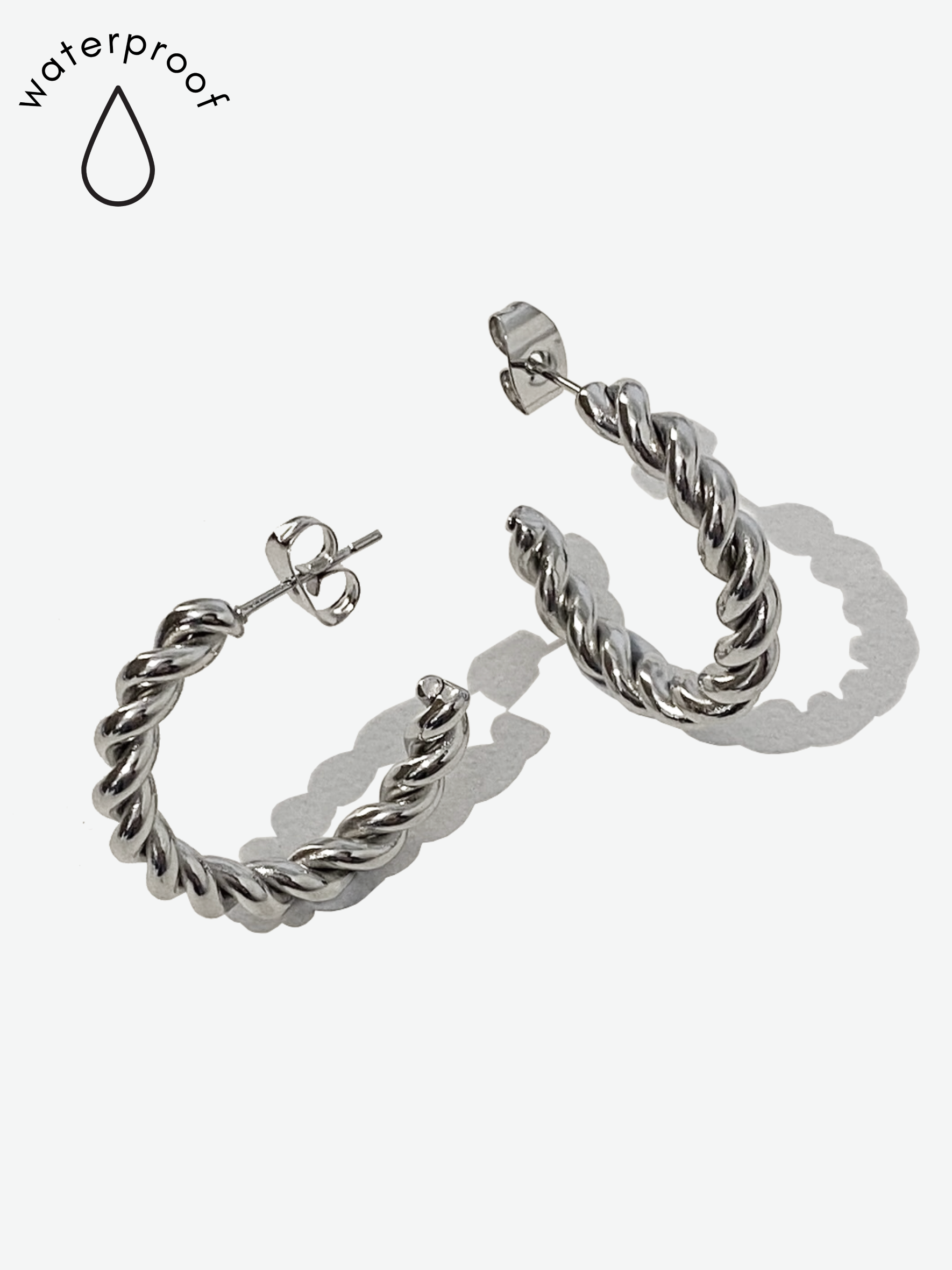 Silver Twist Hoop Earrings