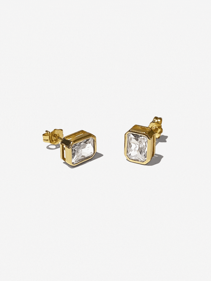 Gold Bezel Stud Earrings