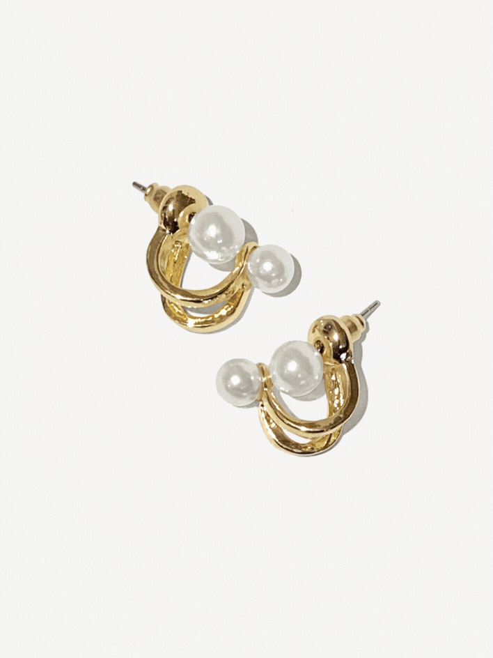Double Pearl Jacket Earrings