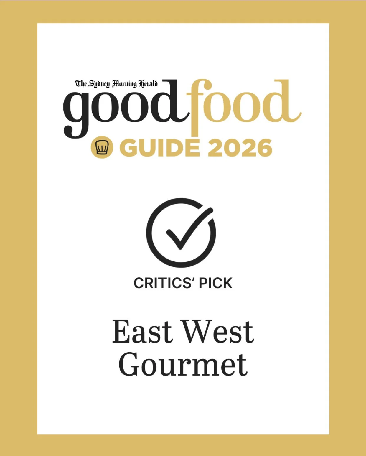 🎉 Big news! Our very own East West Gourmet has been named a Critic&rsquo;s Pick by The Sydney Morning Herald Good Food Guide at this week&rsquo;s awards night in Sydney! 👏
Come and taste what everyone&rsquo;s raving about! 😋

 #mandorocks #BudgetF