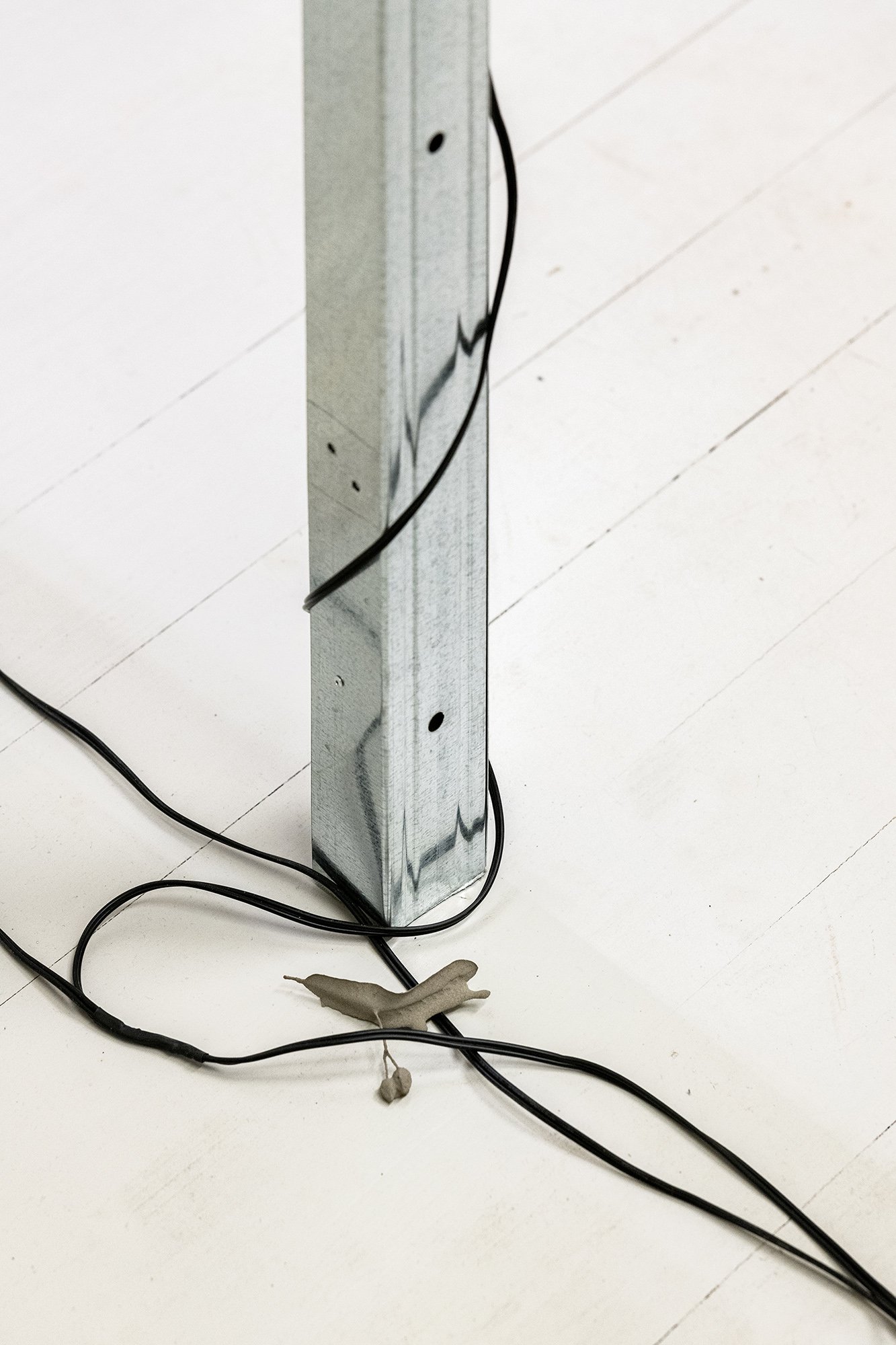 Anzhelika Palyvoda GRAPE PASSAGE
metal profile, speakers, cable, amplifier, mp3 player, sound 13'20'', sound design Chattip Mechamun, 4 x 5 x 70 cm, 2025