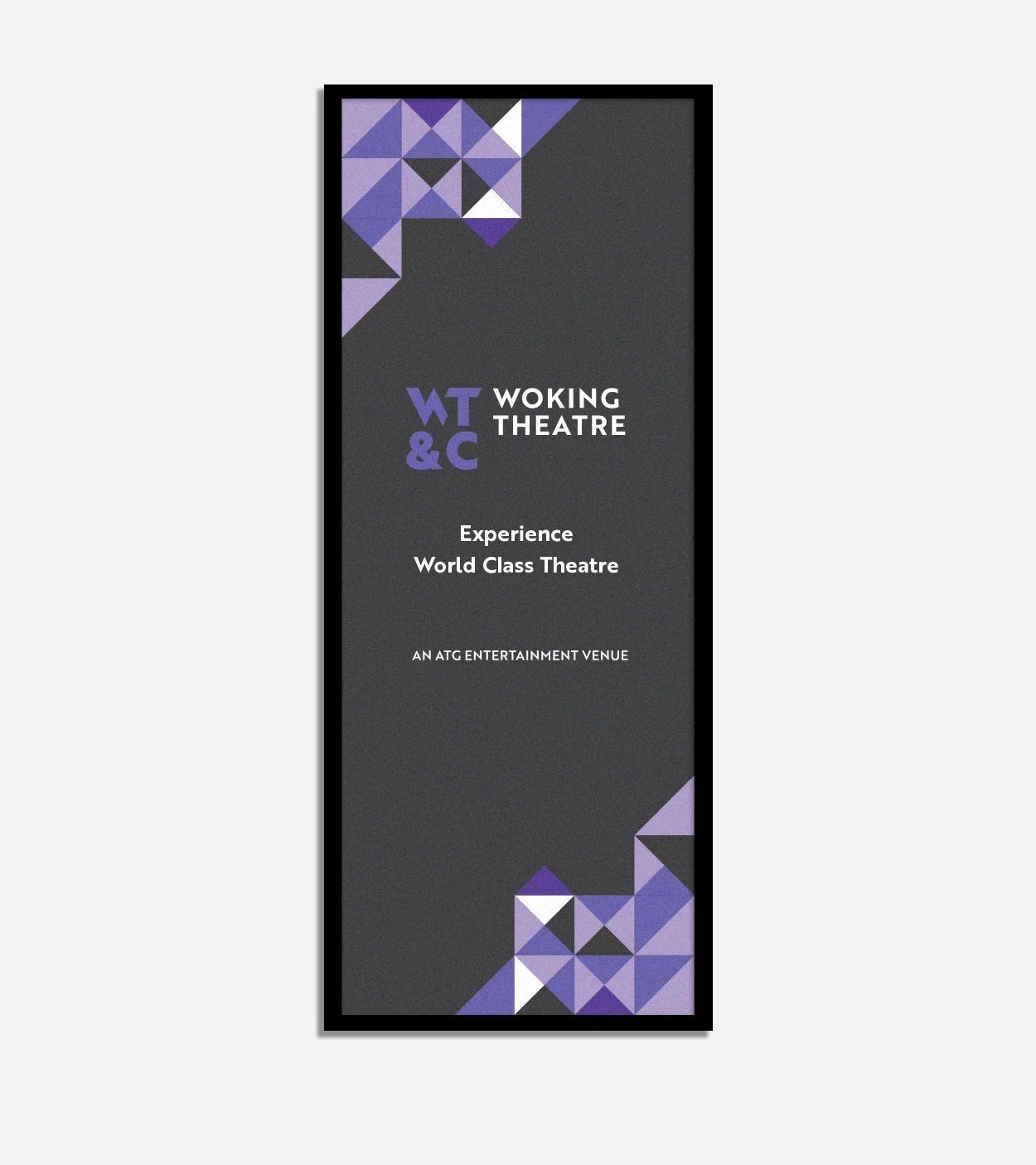 Woking Theatre messaging 'Experience World Class Theatre'
