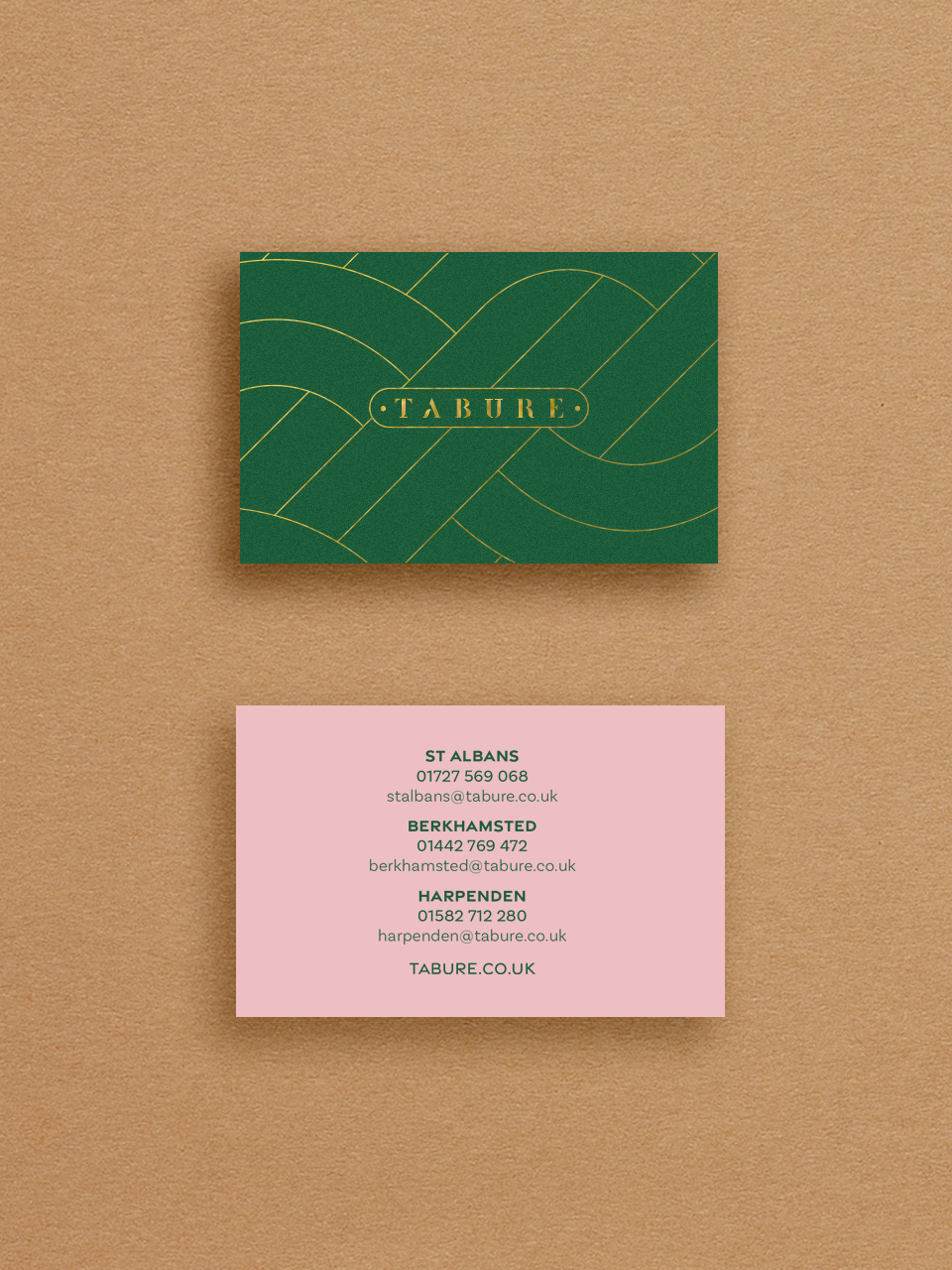 Tabure business card design by Good Noise design agency