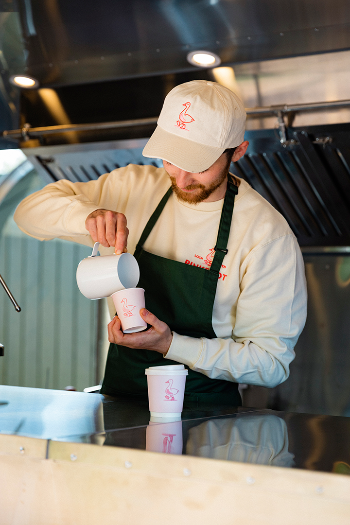 Pinkfoot Café barista puring coffee