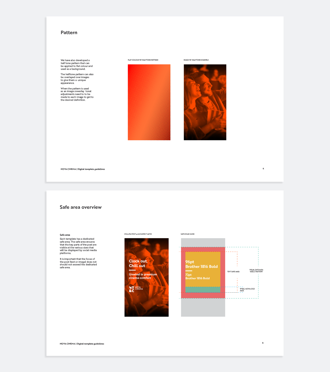 Pages from the social media guidelines for Nova Cinema