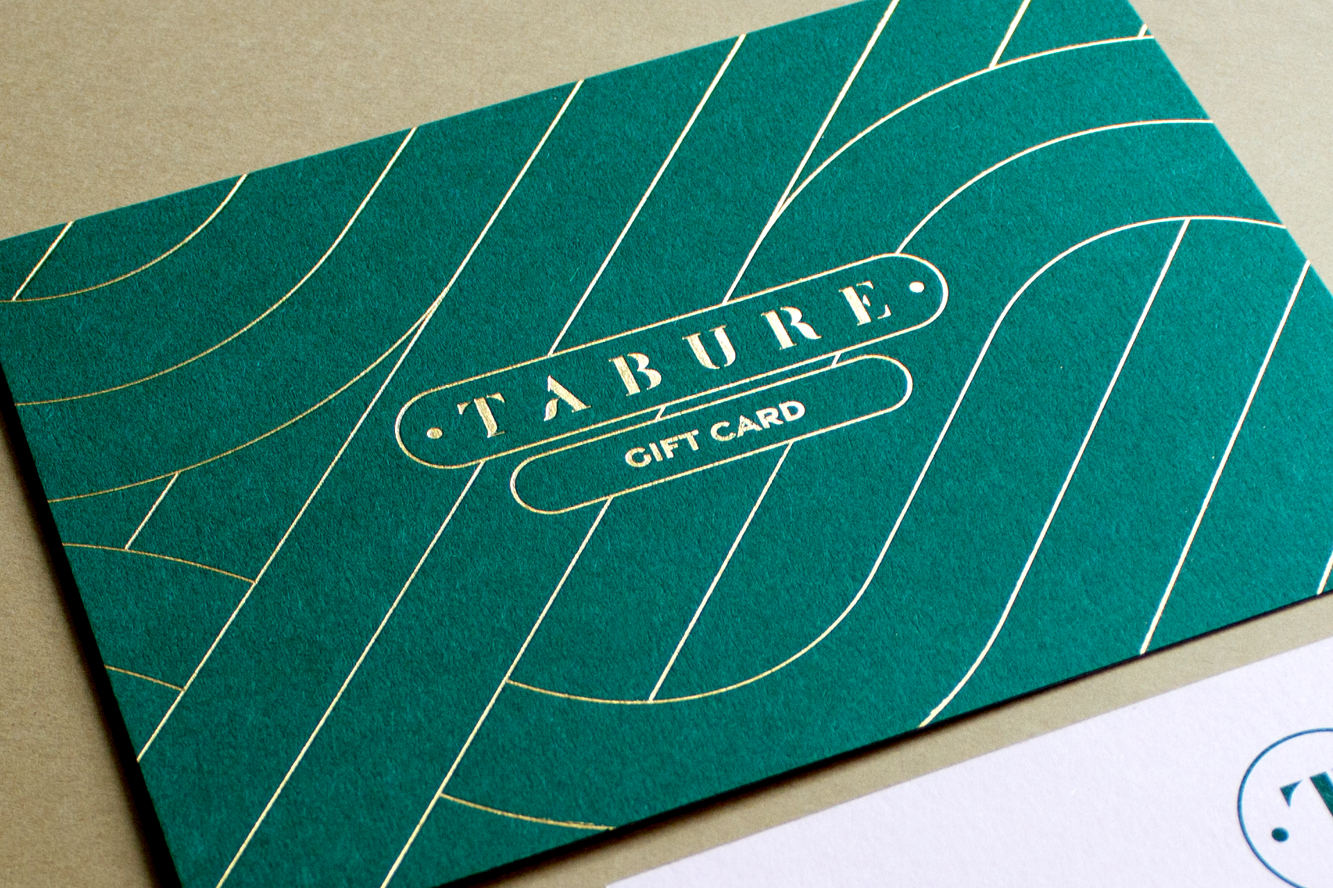 Tabure restaurant Gift card design by Good Noise branding agency.