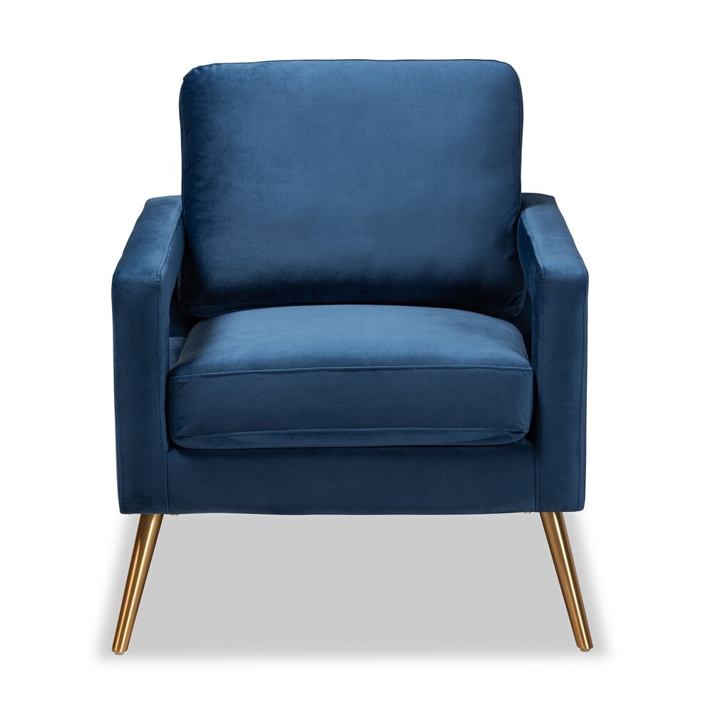 Baxton Studio Leland Glam And Luxe Light Blue Velvet Armchair Sanabria Homes Designs
