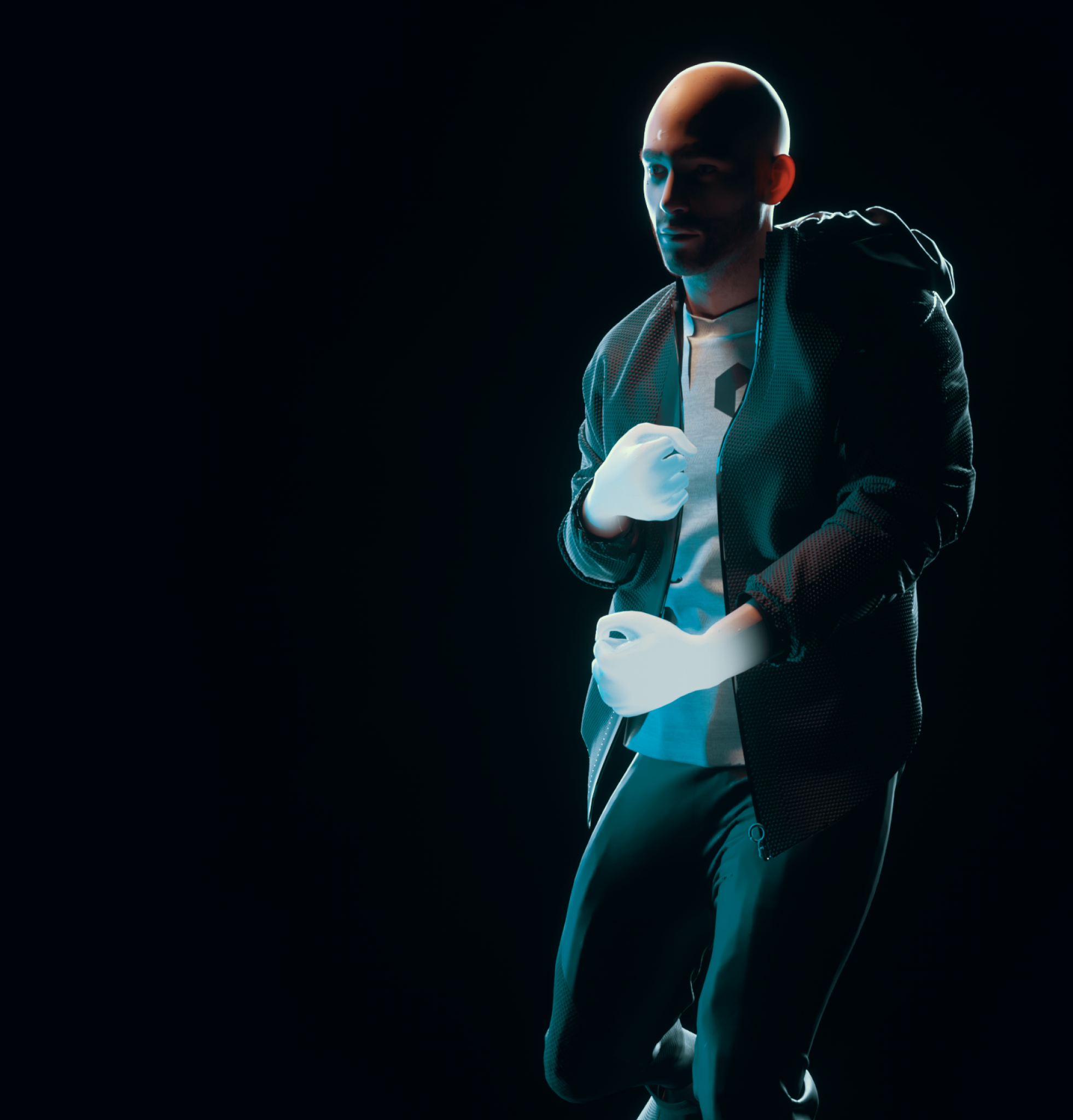 Personagem ficcional de videogame com mãos brilhantes