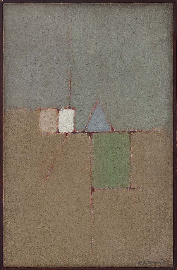Construção - Circa 1960 - 22x14cm - Têmpera s/ Tela