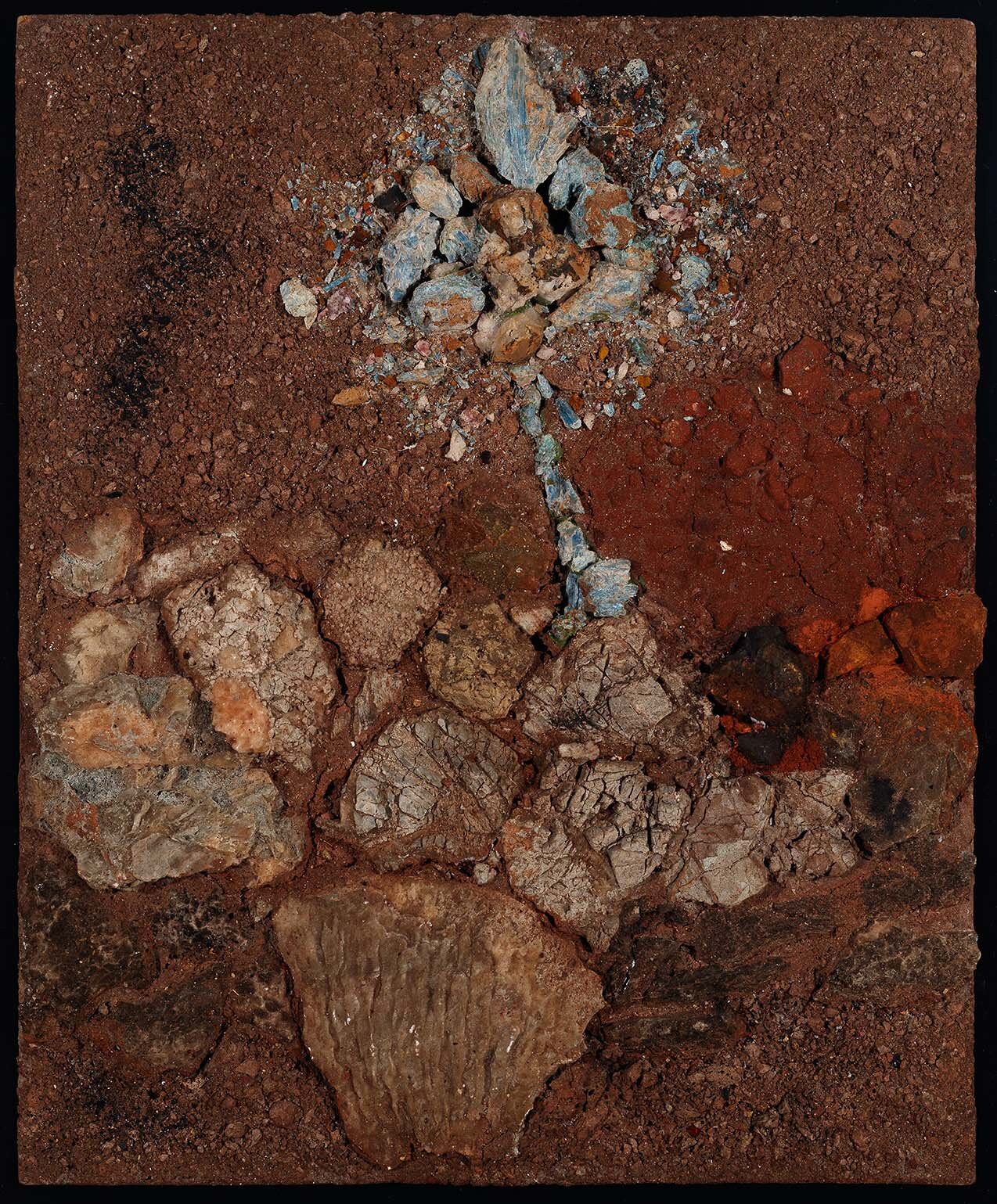 Frans Krajcberg - Circa 1967 - 51x42cm - Relevo de Minerais Sobre Madeira