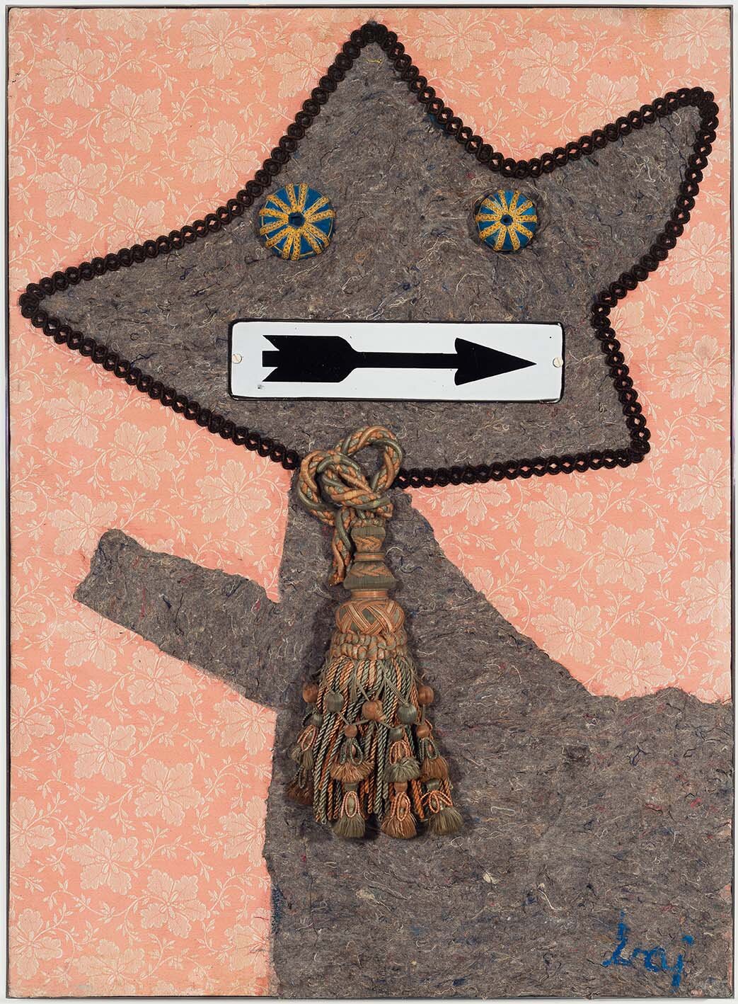 Enrico Baj - One Way - 1965 - 70x50cm - Técnica Mista S/ Tecido