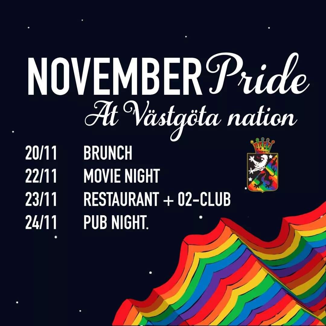 VG welcomes all to a week of pride celebrations! 🏳️&zwj;🌈🏳️&zwj;⚧️

We invite you to  our pride brunch (Sunday 20th), queer movie night (Tuesday 22nd), restaurant with pride themed quiz and 02-slapp (Wednesday 23rd), and pride pub (Thursday 24th)!