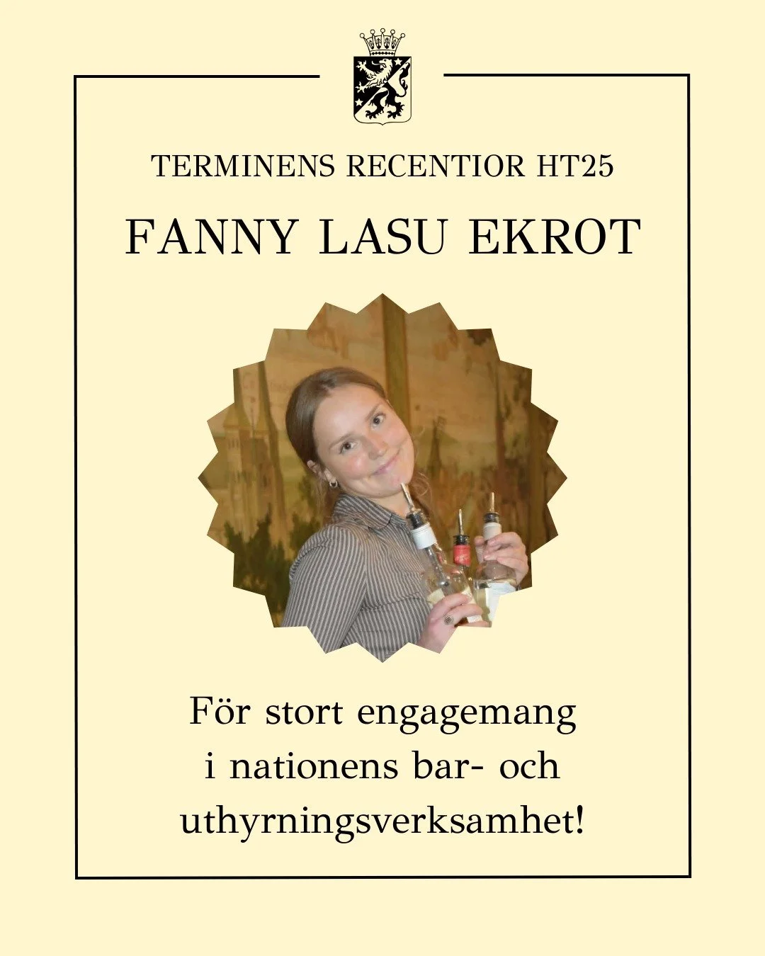 L&aring;t oss presentera terminens recentior HT25 - Fanny Lasu Ekrot!