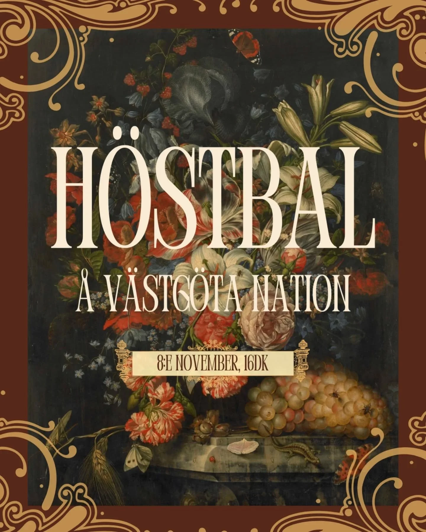 Nu har l&ouml;ven b&ouml;rjat falla fr&aring;n tr&auml;den och vi p&aring; V&auml;stg&ouml;ta Nation vill fira med en h&ouml;stbal! Kl&auml; upp dig i din finaste utstyrsel och sl&aring; dig ner med oss i v&aring;r Stora sal f&ouml;r en underbar kv&a