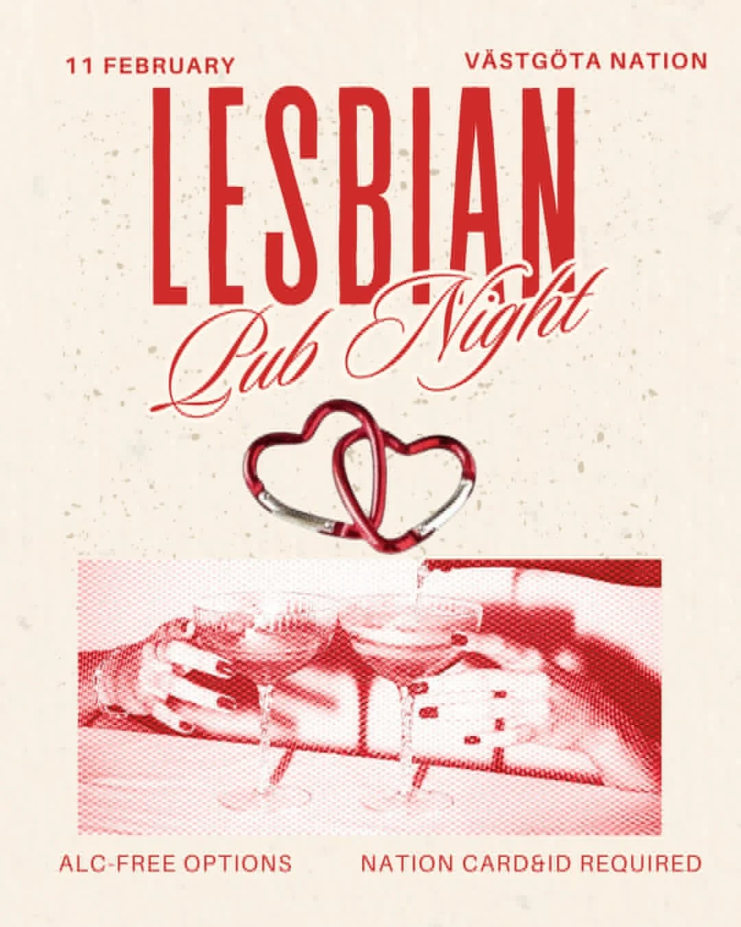 Den 11/2 lyser vi upp vinterm&ouml;rkret med lesbisk pubkv&auml;ll p&aring; V&auml;stg&ouml;ta Nation!✨ Bra musik, goda drinkar och nybakad pizza utlovas. 
Begr&auml;nsat antal platser, boka bord genom att mejla 3Q@vastgotanation.se

Var? V&auml;stg&