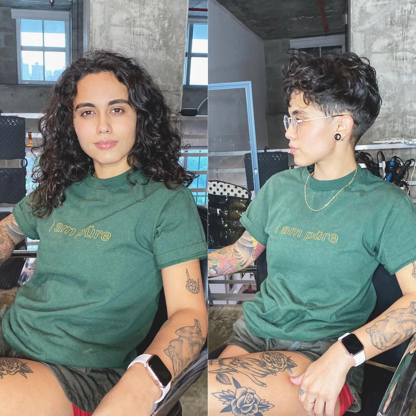 Today&rsquo;s #Transformation 🤘🏼🌻 ....
She tryin to cut everybody with these new cheekbones doeeee 😍😝
#PixieCut #Pixie #AshlysHands #ShandsHair #Shands