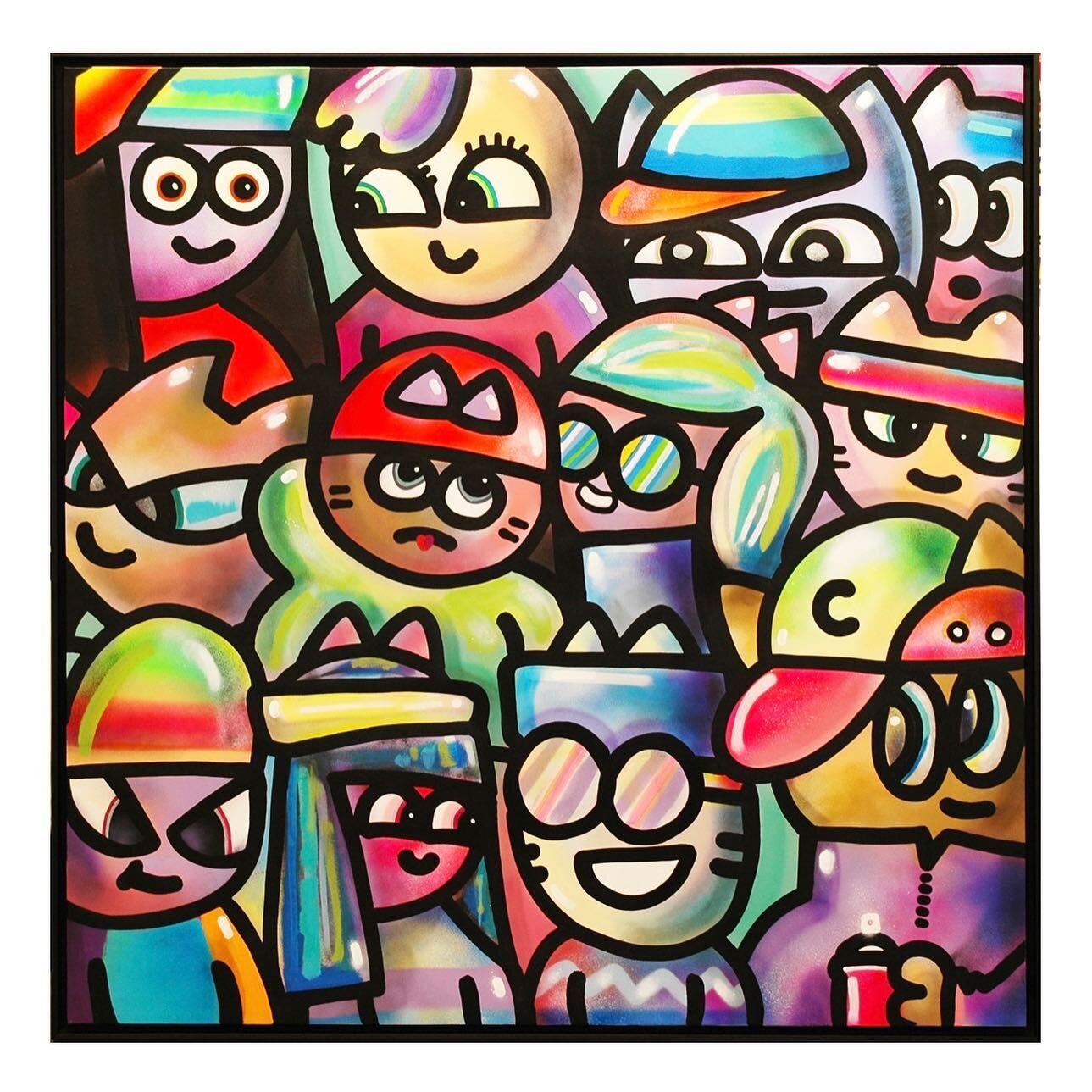 Bande de couples n&eacute;on pop 150/150 cm 2021 &agrave; d&eacute;couvrir chez @galerieartjingle #chanoir1980 #soloshow #expositionparis #marais #streetart #graffiti #arturbain #arturbainparis #chat #cat #gato  #peinture #colors @montana_colors @cha