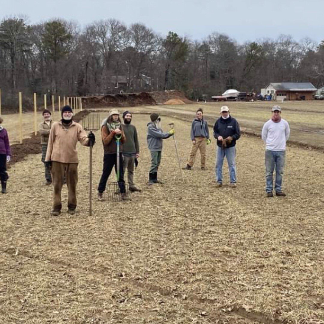 Work has begun on our new community orchard at Andrews Farm! We had our first volunteer work day on 2/28 and spent three hours laying down clean cardboard and spreading truckloads of mulch to prepare the ground for the new trees which will be planted