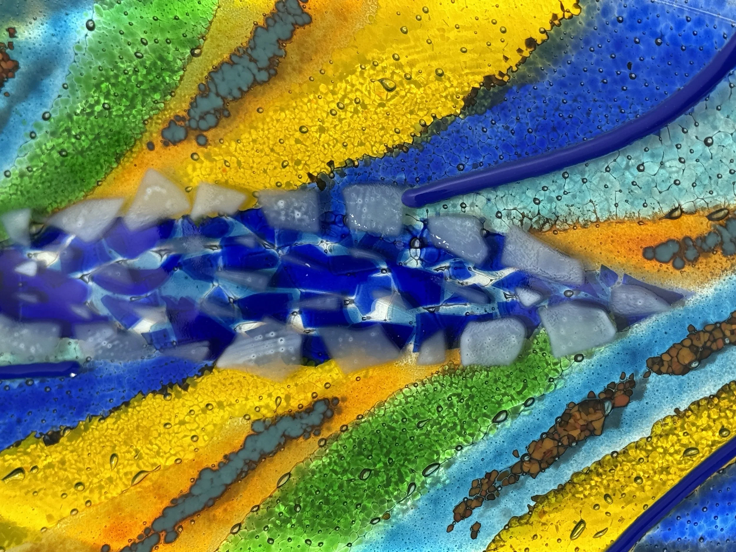 Blue Confetti Oval Bowl