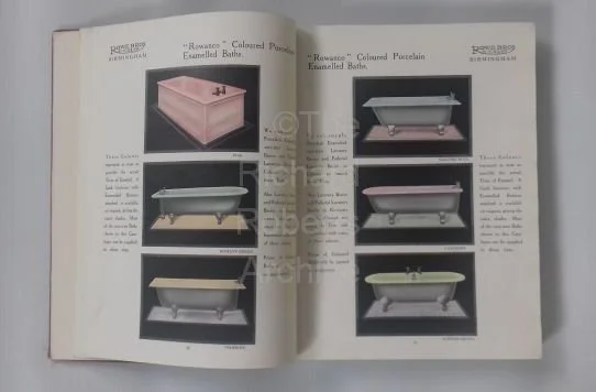 Rowe Brothers coloured enamel baths catalogue image c. 1930s