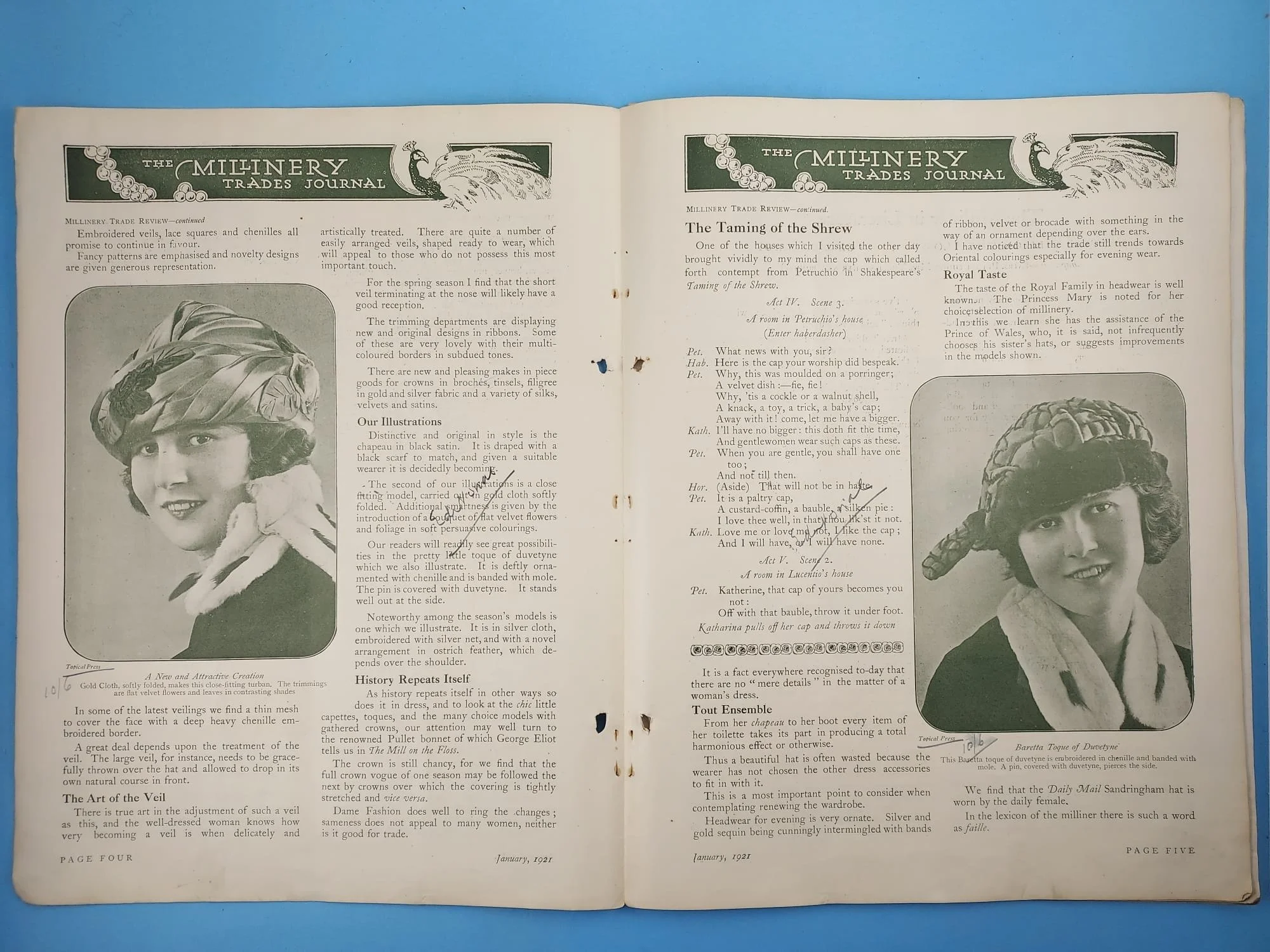 The Millinery Trades Journal, 1921-2