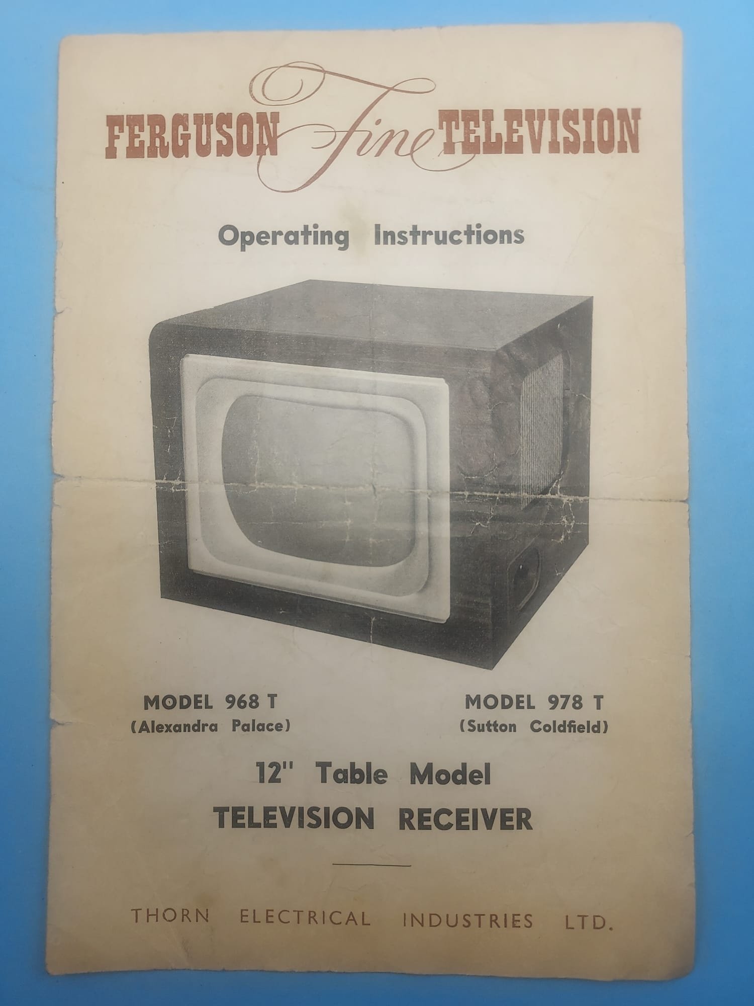 Ferguson ‘Fine Television’ operating guide, c1950