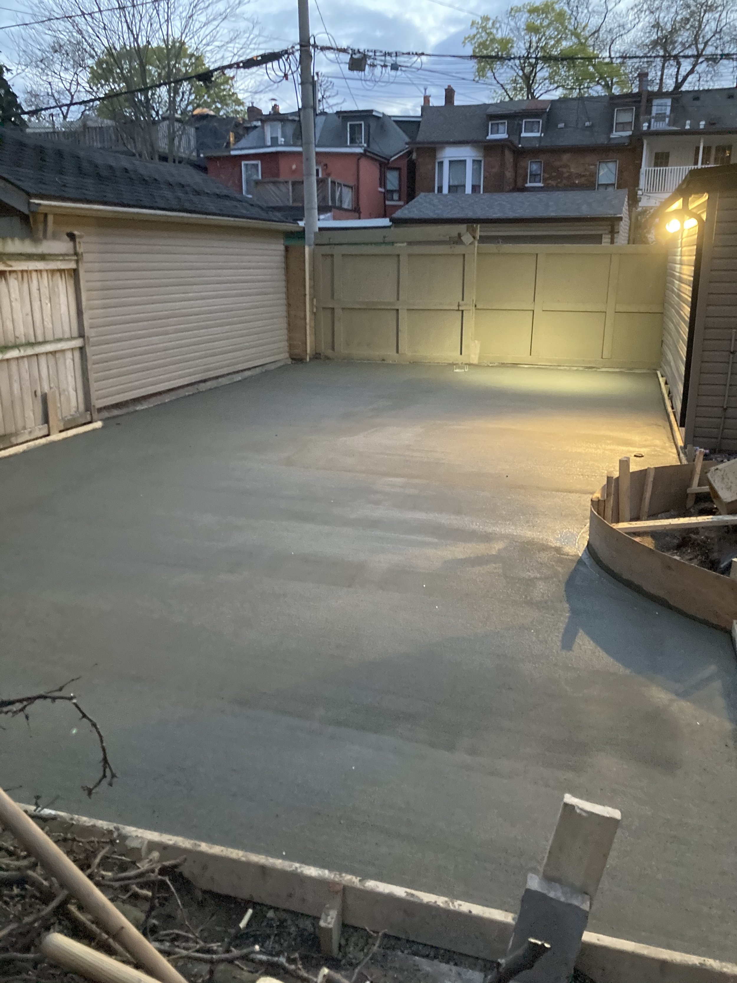Backyard basketball court after concrete poured 2 of 2