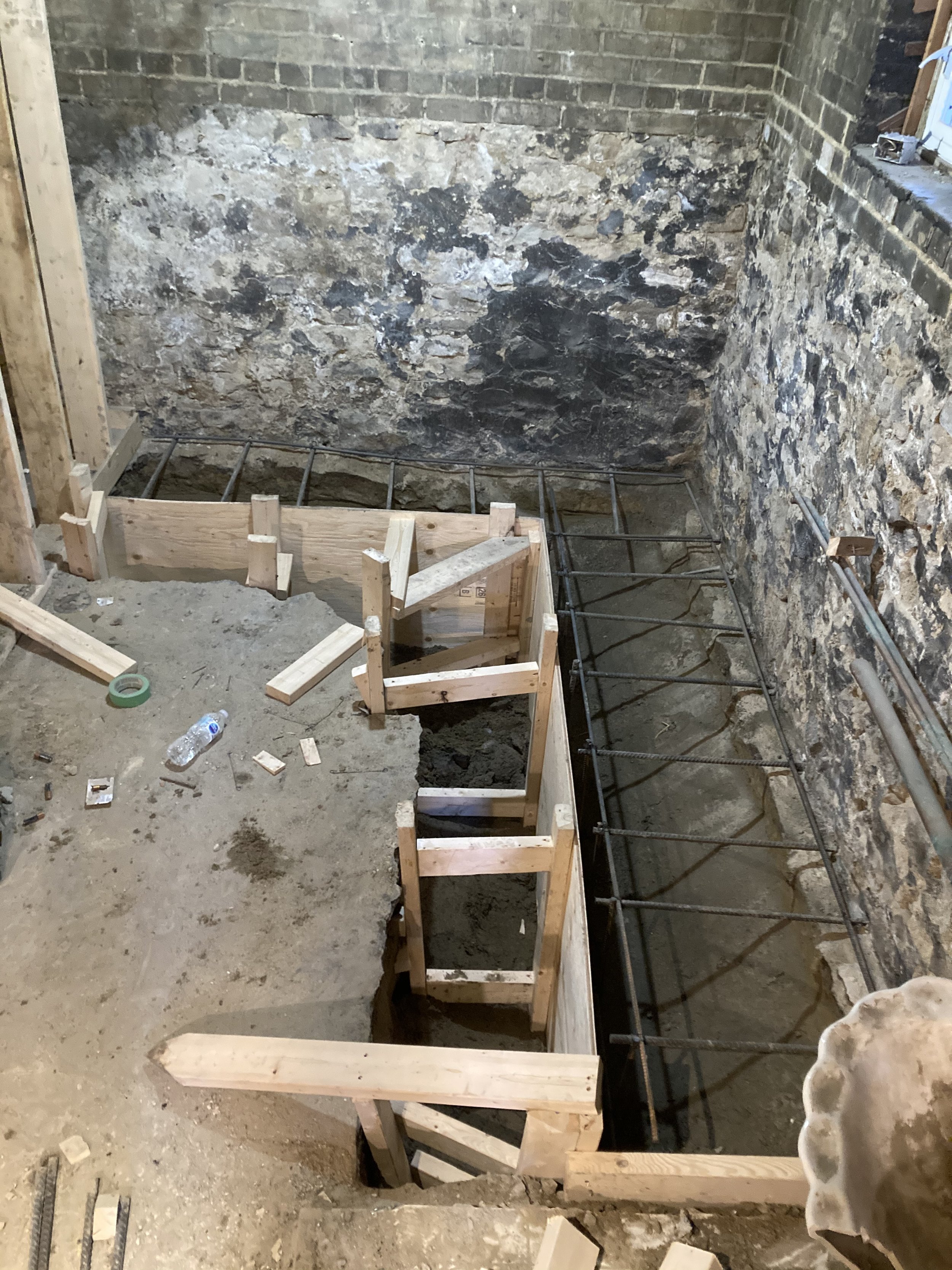 Bench form with rebar