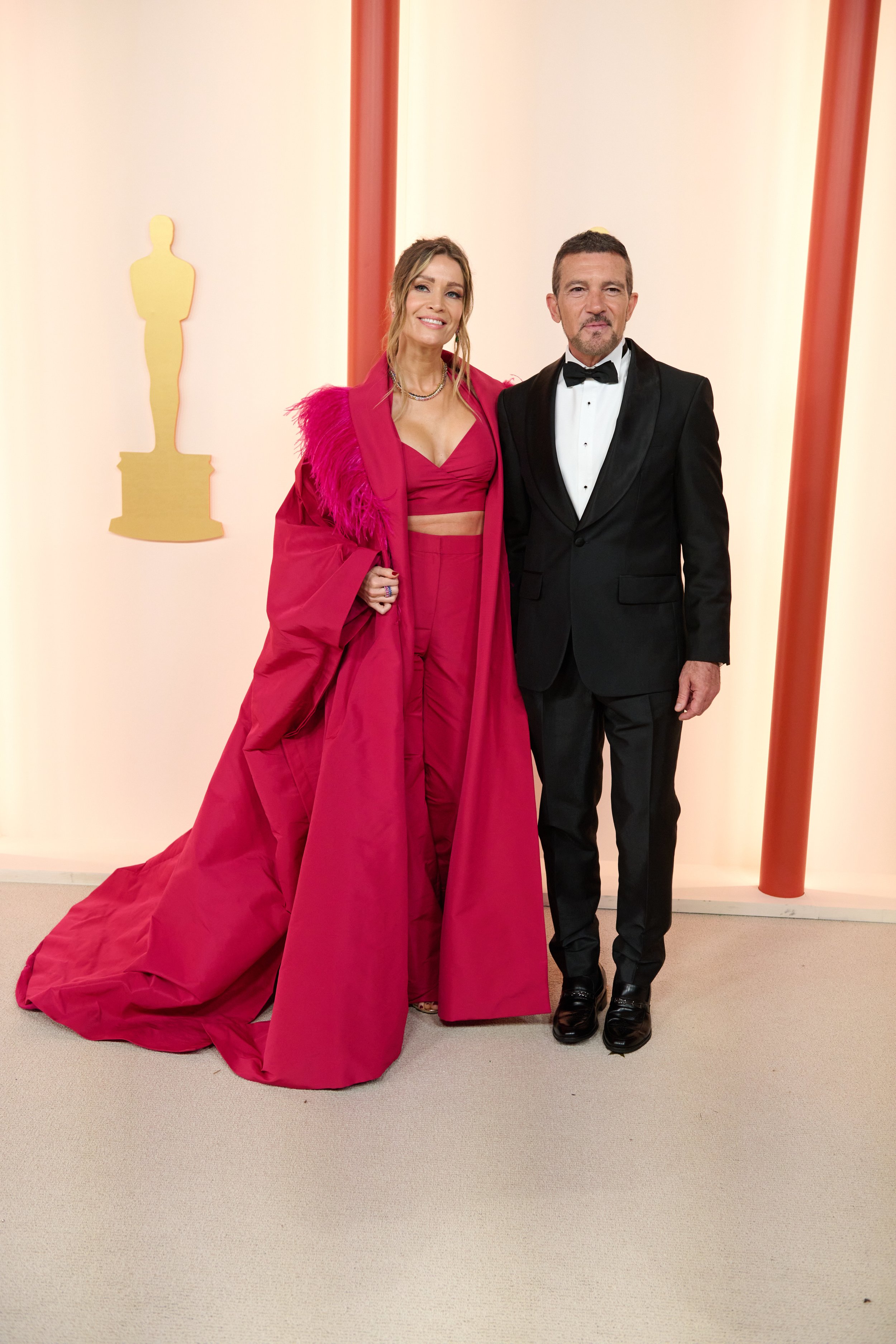 Antonio Banderas and Nicole Kimpel arrive on the red carpet of The 95th Oscars
