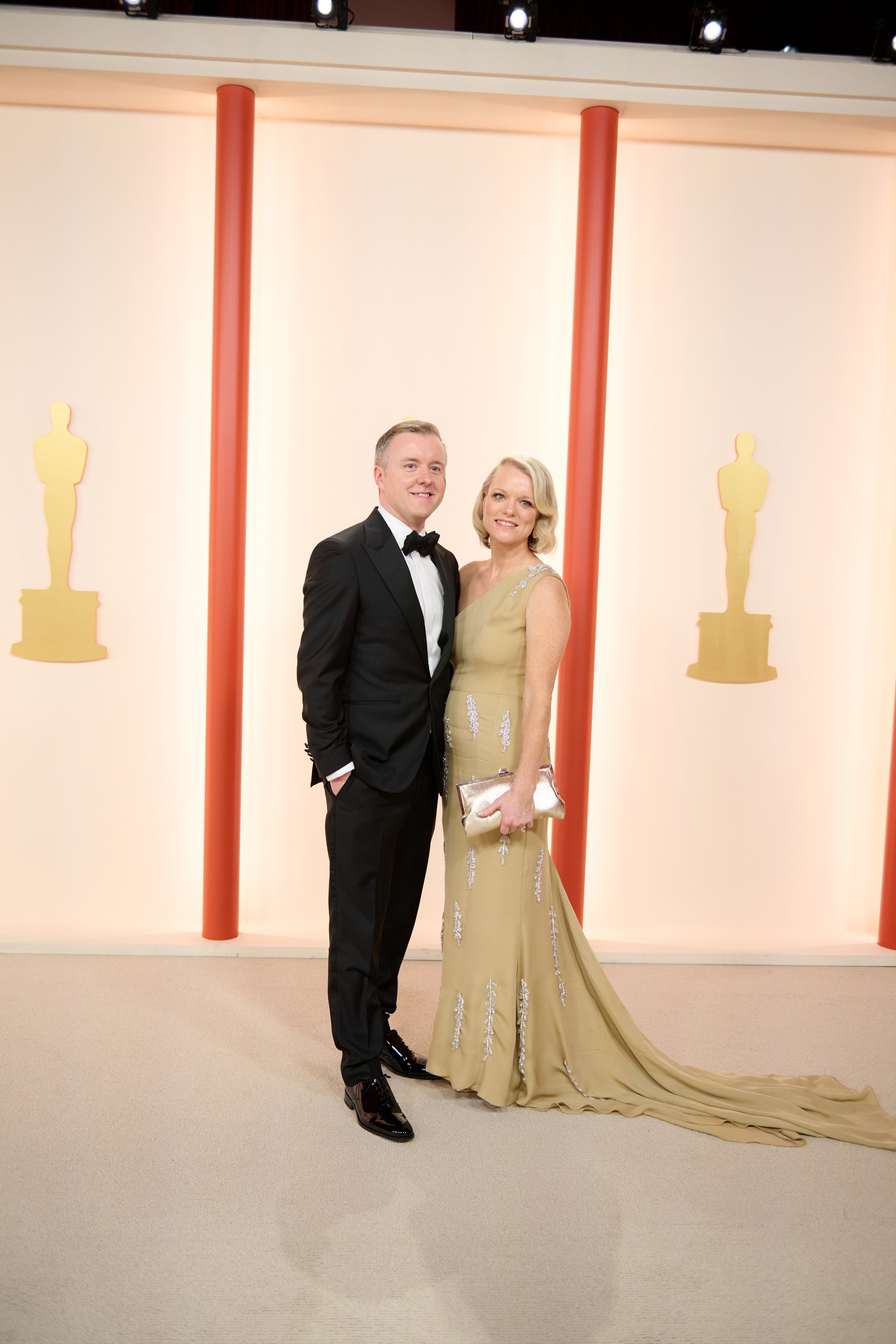 Oscar® nominee Colm Bairéad and guest arrive on the red carpet of the 95th Oscars