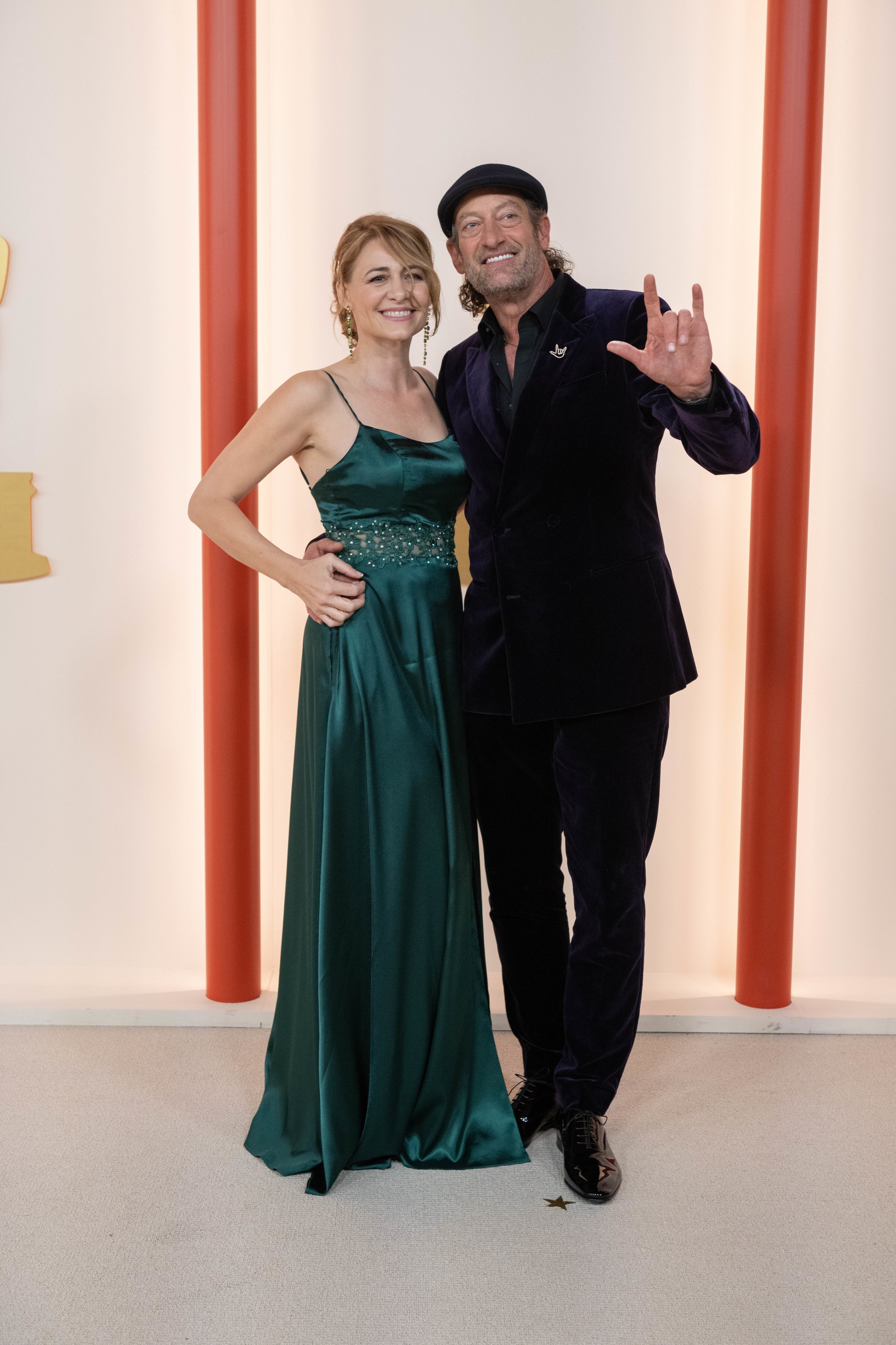 Deanne Bray and Troy Kotsur arrive on the red carpet of The 95th Oscars