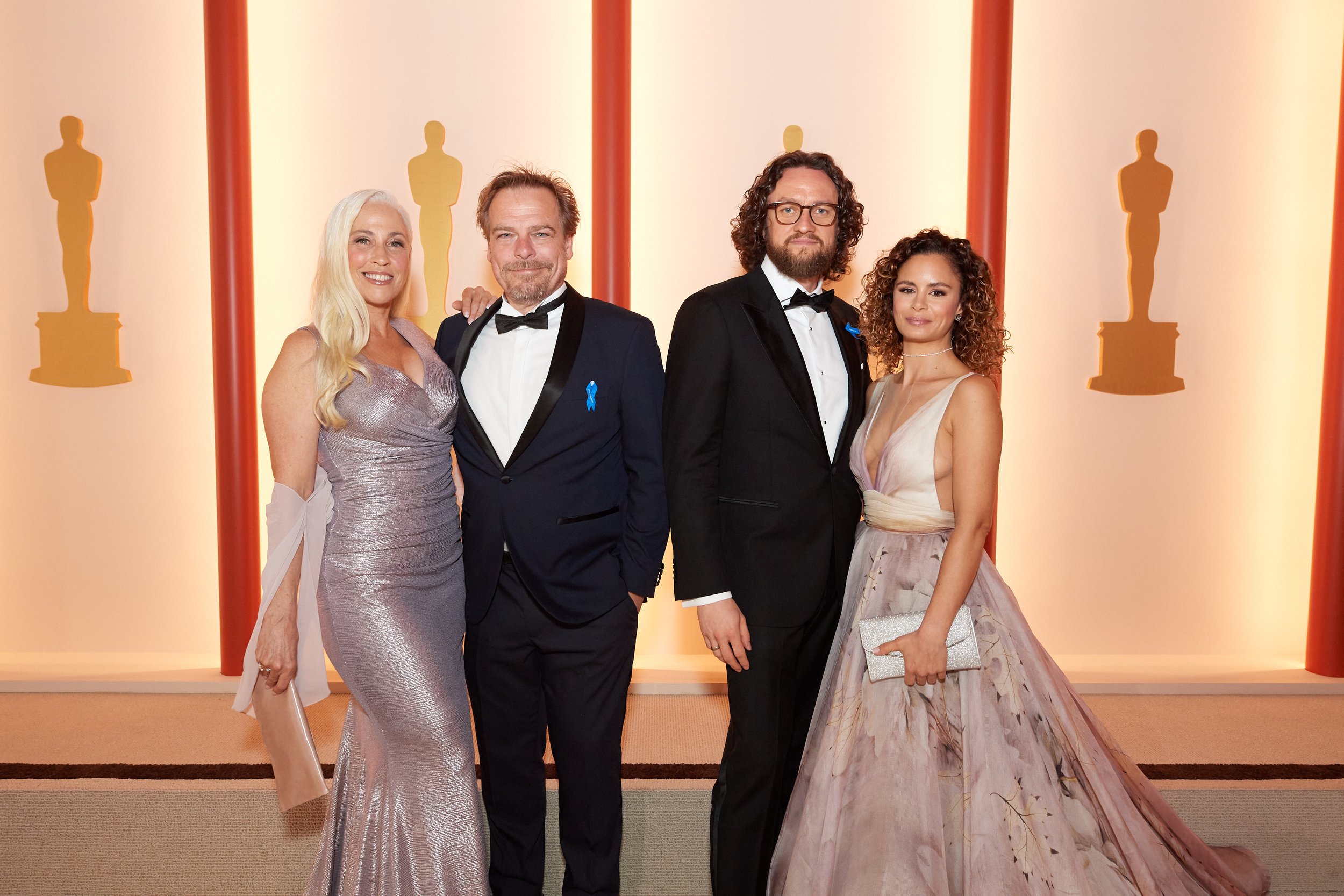 Oscar® nominees Frank Petzold, Markus Frank and guests arrive on the red carpet of the 95th Oscars