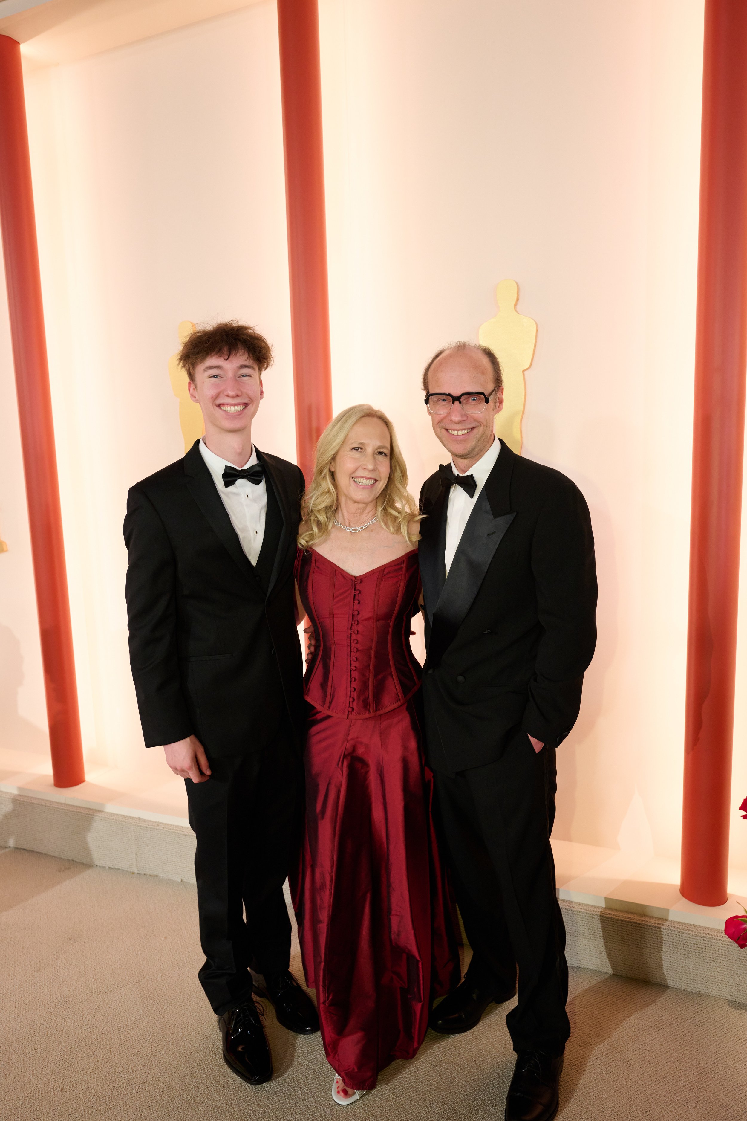 Oscar® nominee Michael Keller arrives with guests on the red carpet of The 95th Oscars® at the Dolby