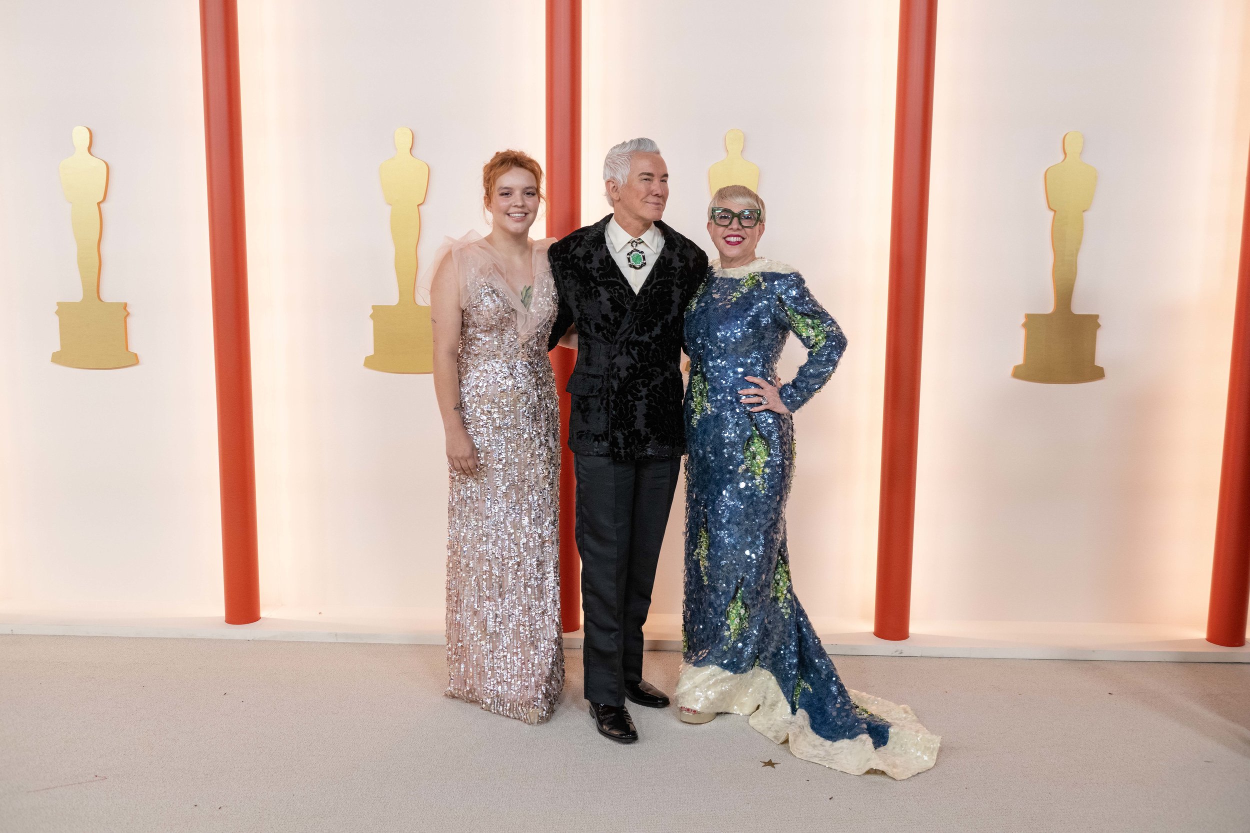 Lillian Amanda Luhrmann, Baz Luhrmann and Catherine Martin arrive on the red carpet of The 95th Oscars
