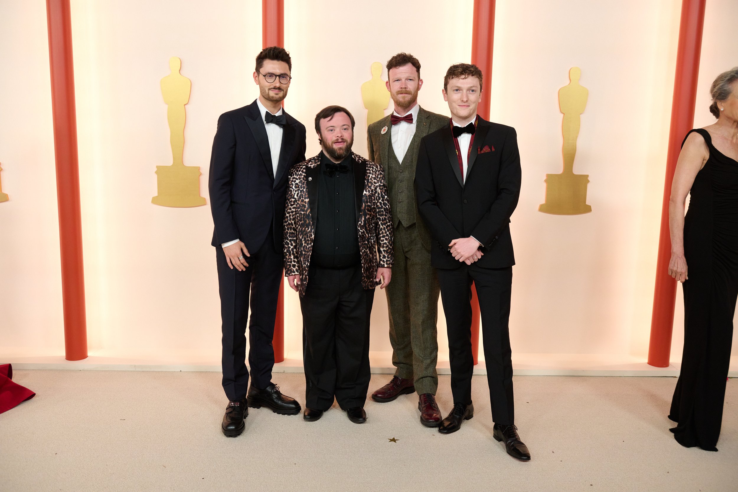Oscar® nominees Tom Berkeley (left), and Ross White (right), with James Martin and guest on the red carpet of the 95th Oscars