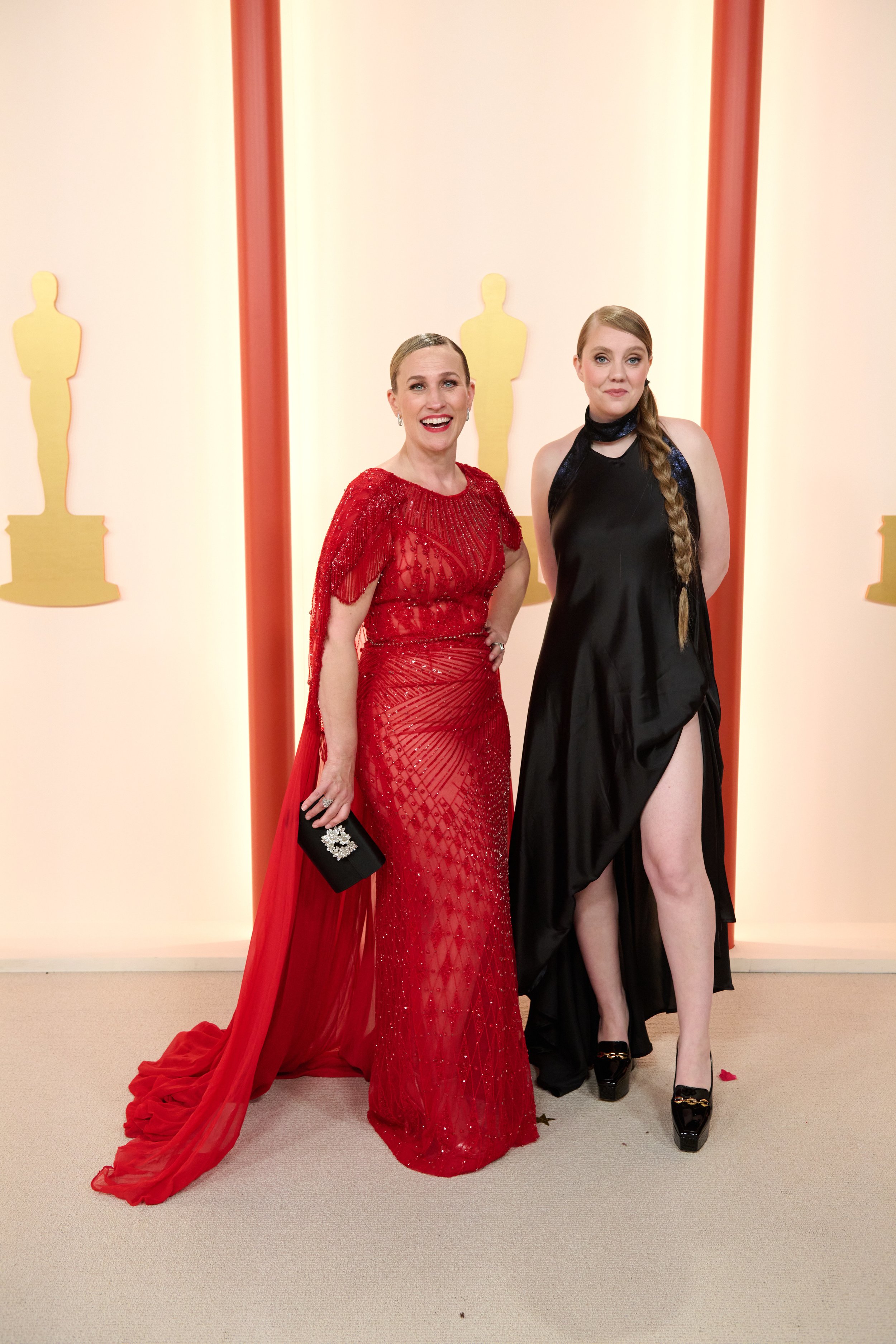 Oscar® nominee Pamela Ribon and Sara Gunnarsdóttir arrives on the red carpet of The 95th Oscars