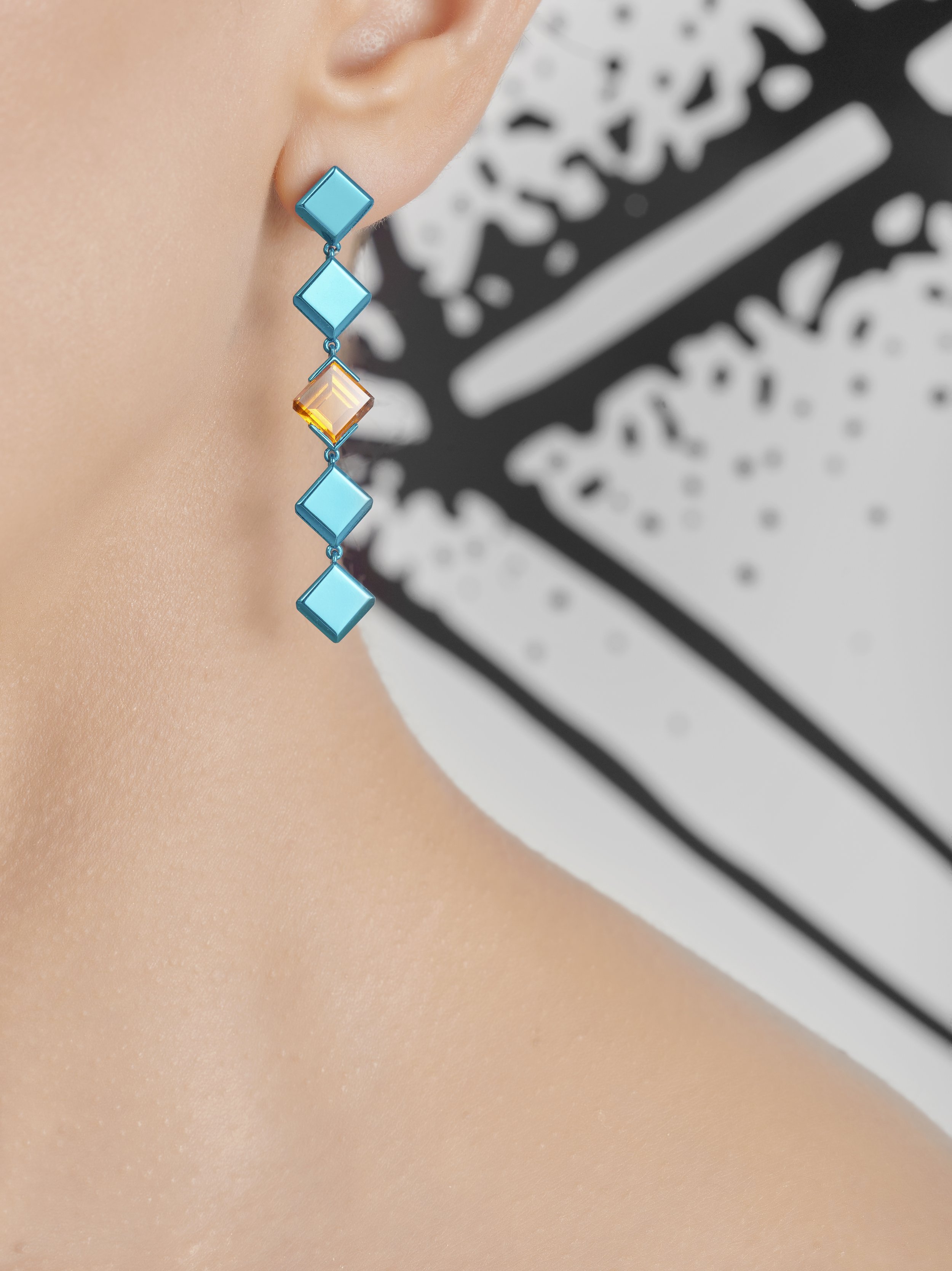 Chromanteq Garnet and Tourmaline Earrings Mandarin Garnet Close Up .jpg