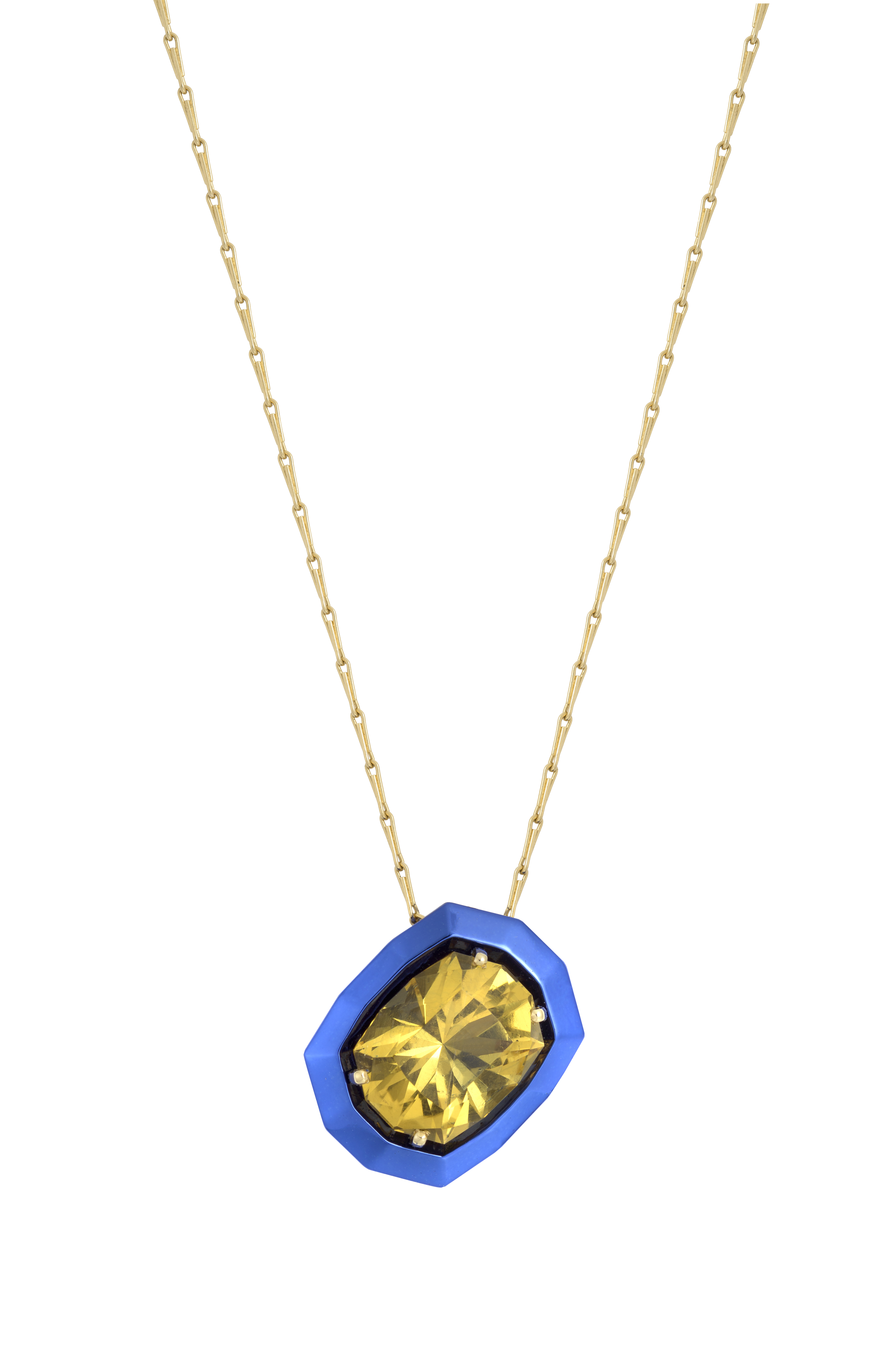 Chromanteq Golden Heliodor 18W Pendant with blue nano ceramic, 18Y chain.png