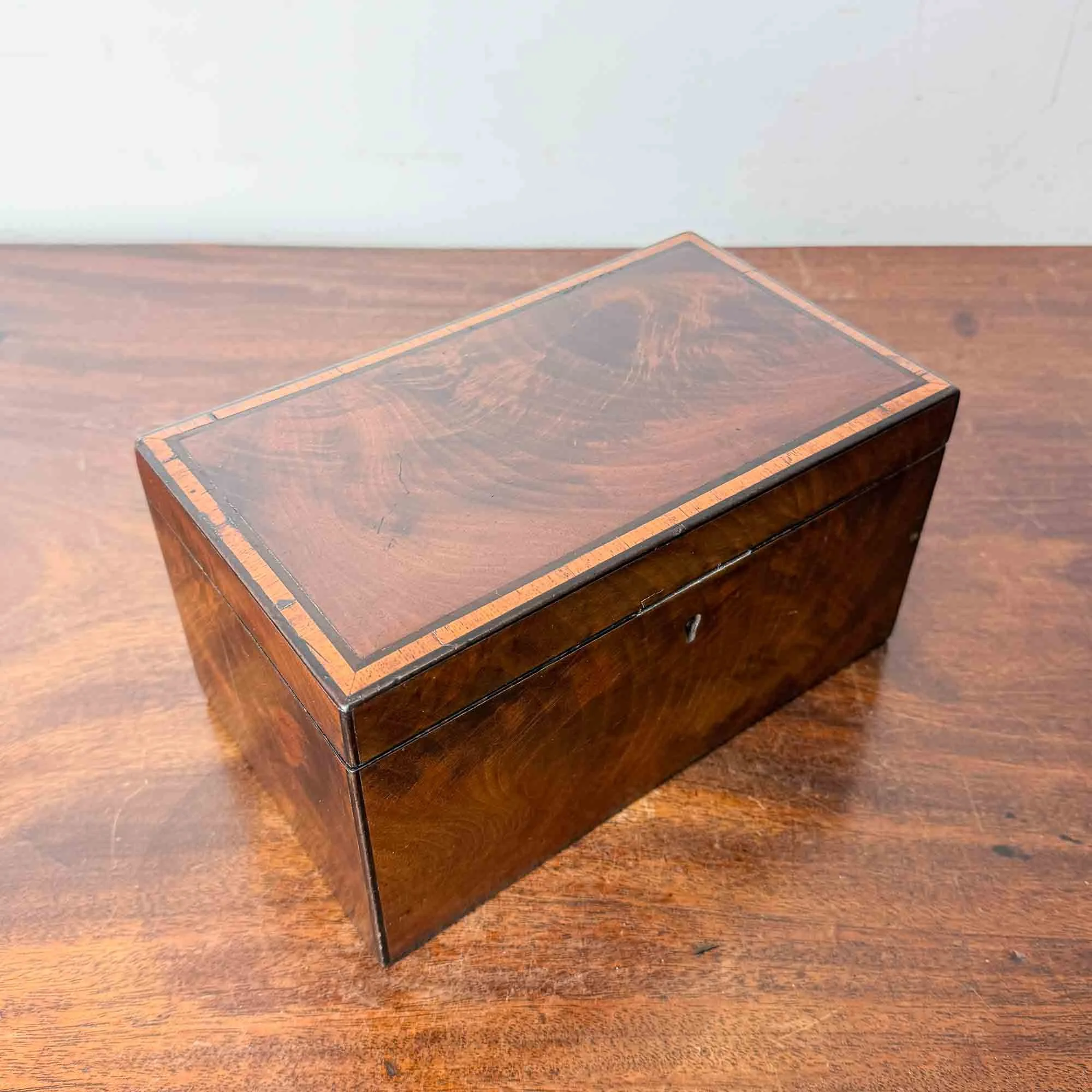 victorian flame mahogany tea caddy