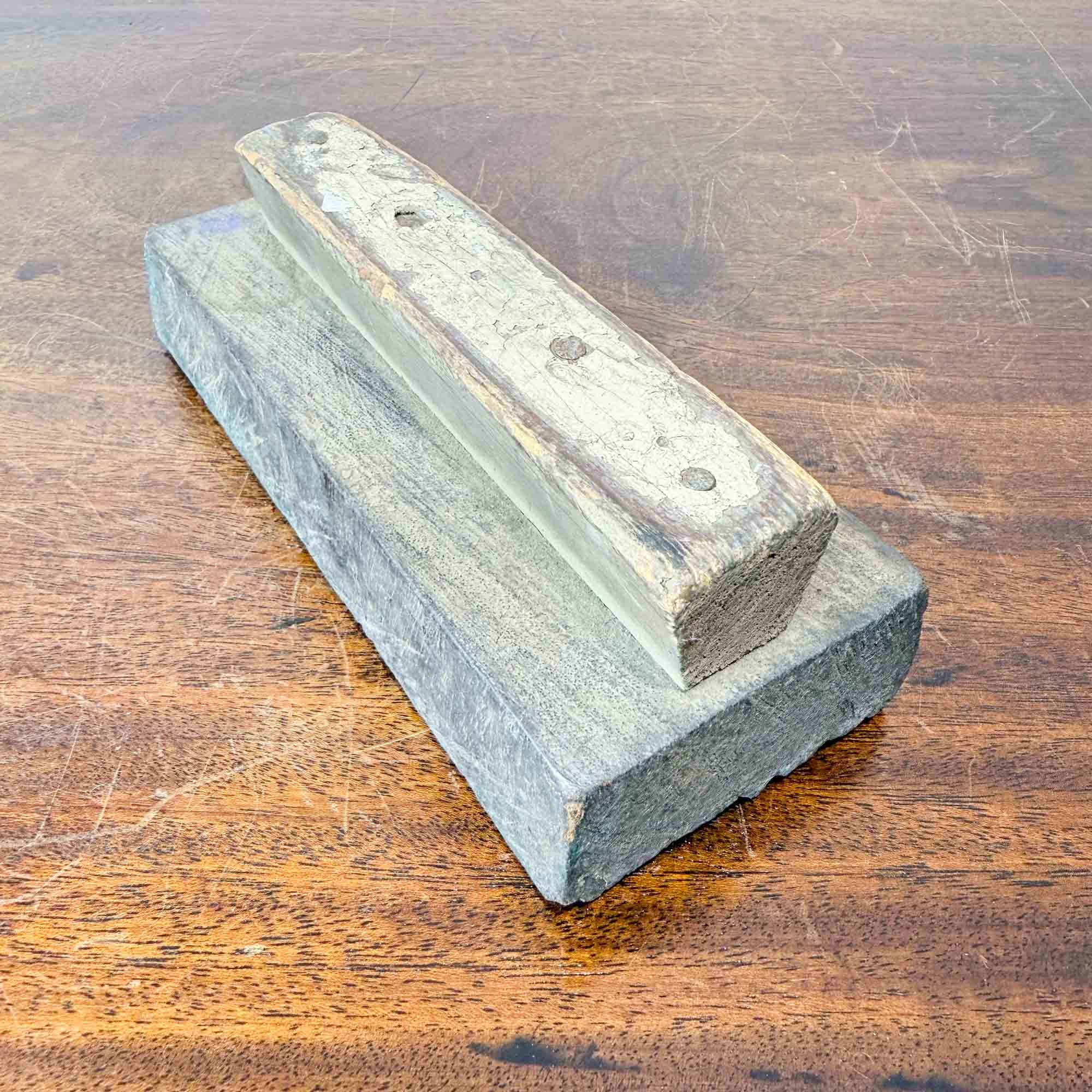 Vintage Printing Block with Traces of Blue Dye