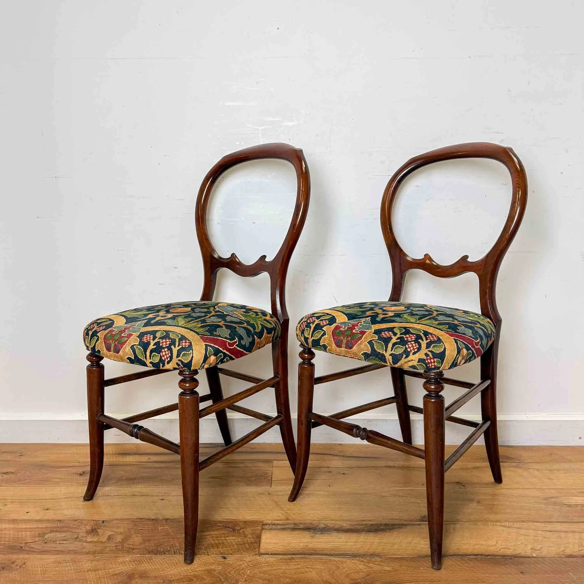 pair of victorian balloon back chairs