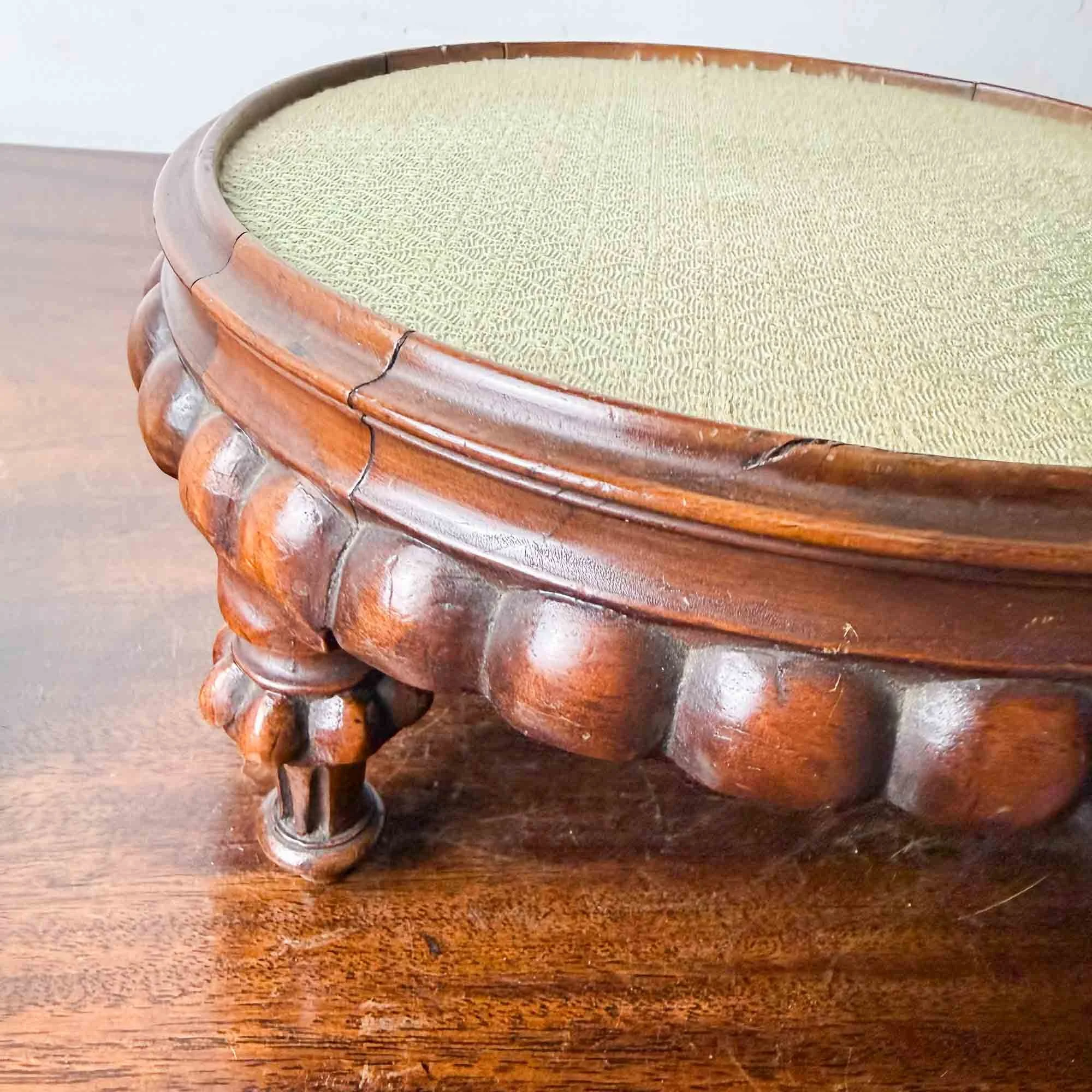 Victorian Walnut Low Round Footstool