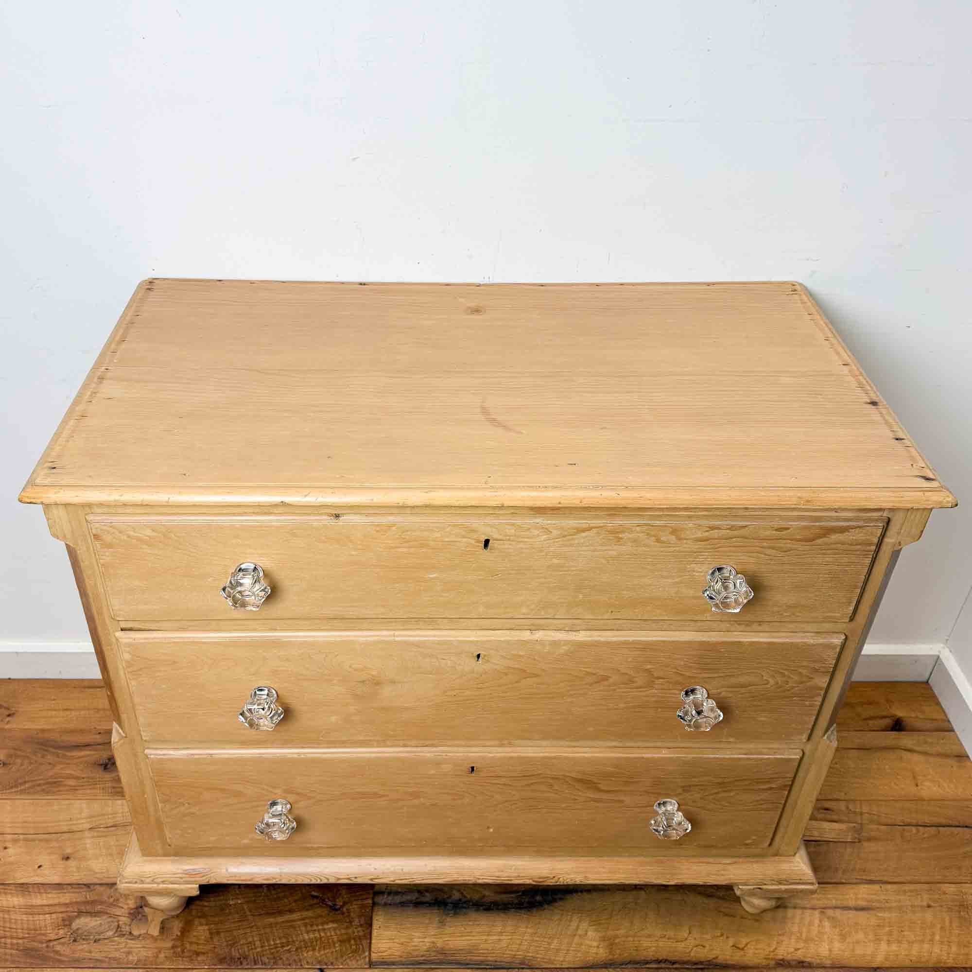 antique pine chest of drawers with glass knobs-8.jpg